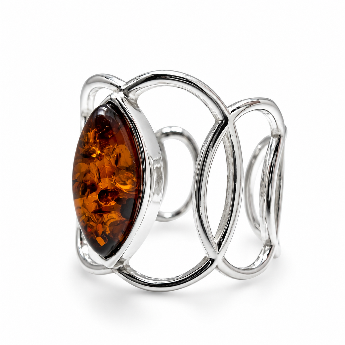 Genuine Baltic Amber Sterling Silver Band Ring