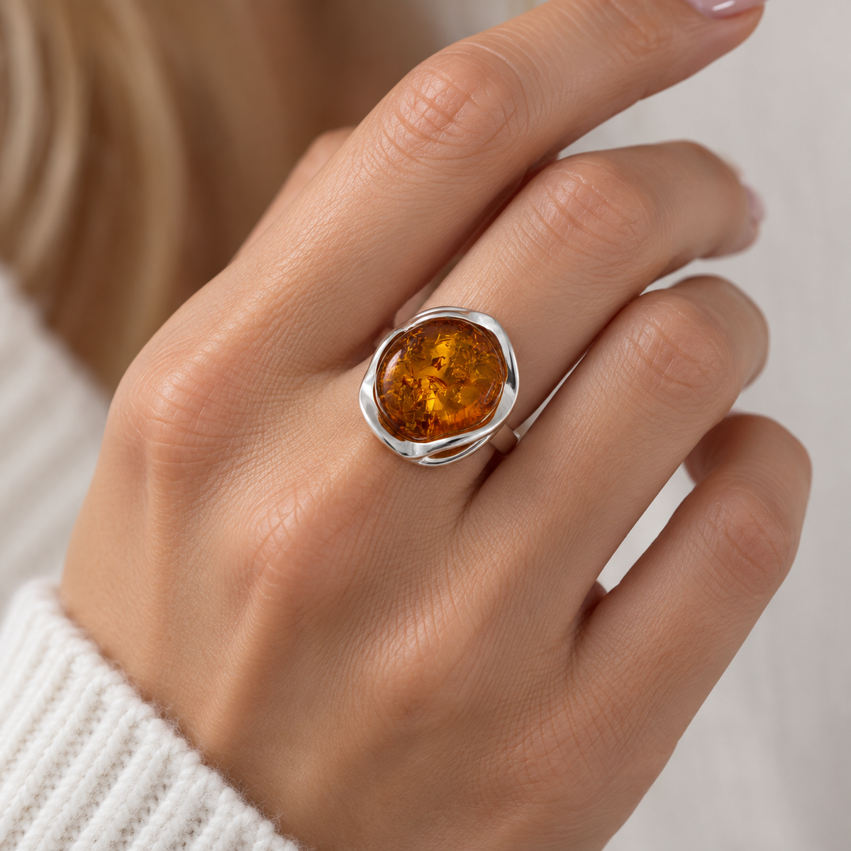 Baltic Amber Sterling Silver Ring