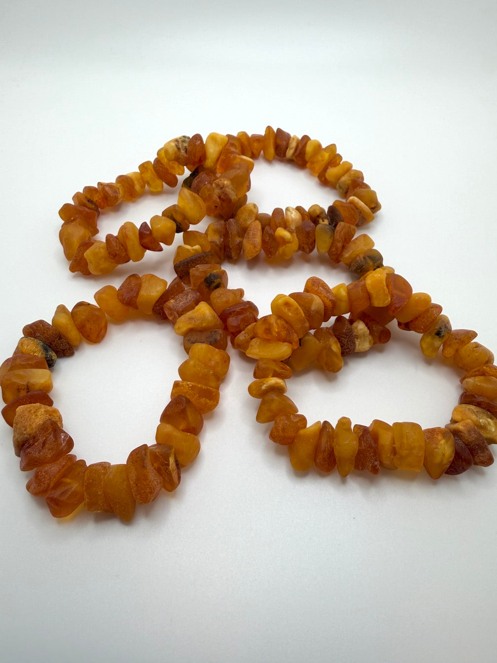 Baltic Amber Stretch Bracelet – Natural Unpolished Amber – Ombre Lemon Honey Butterscotch