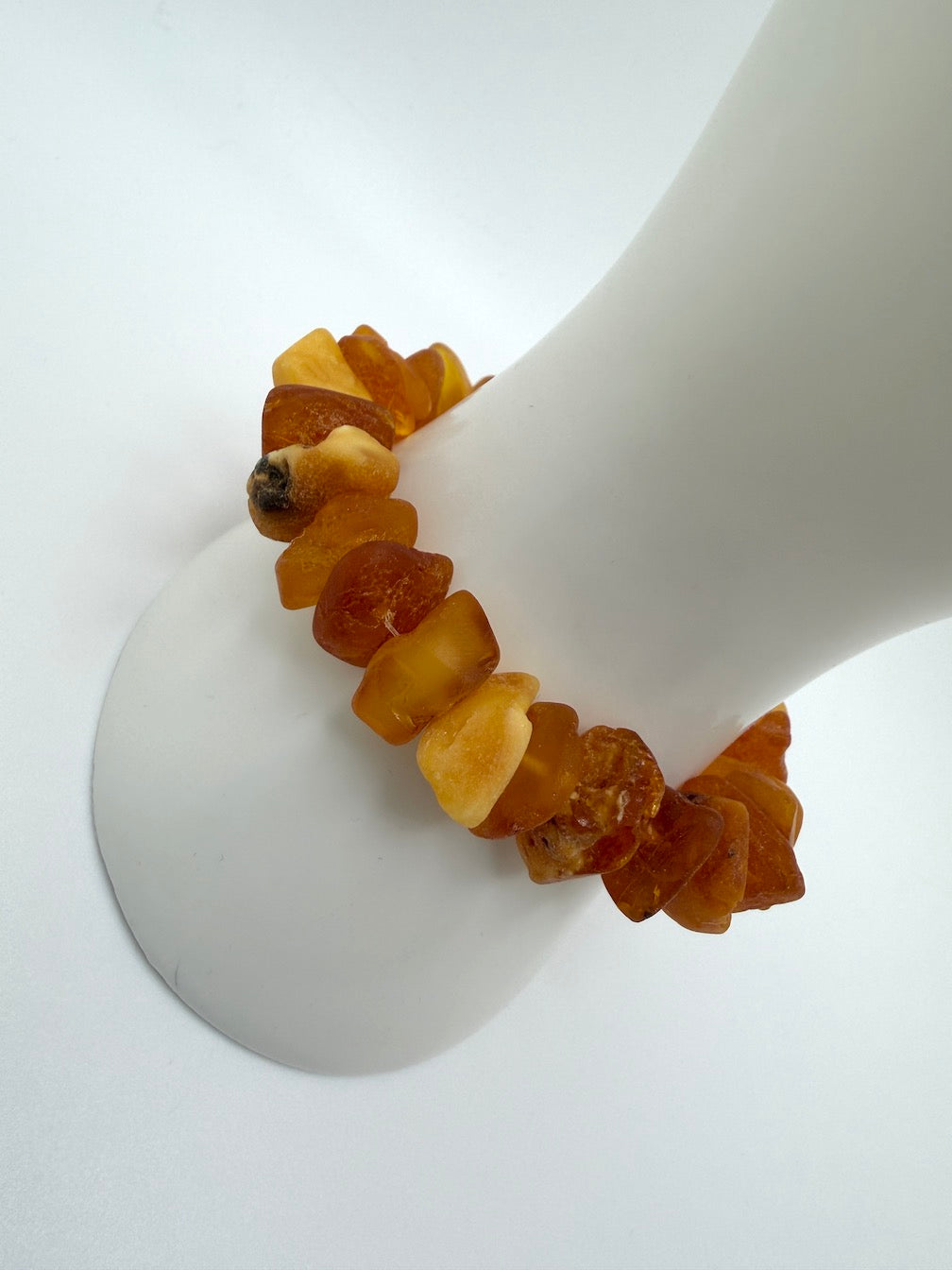 Baltic Amber Stretch Bracelet – Natural Unpolished Amber – Ombre Lemon Honey Butterscotch
