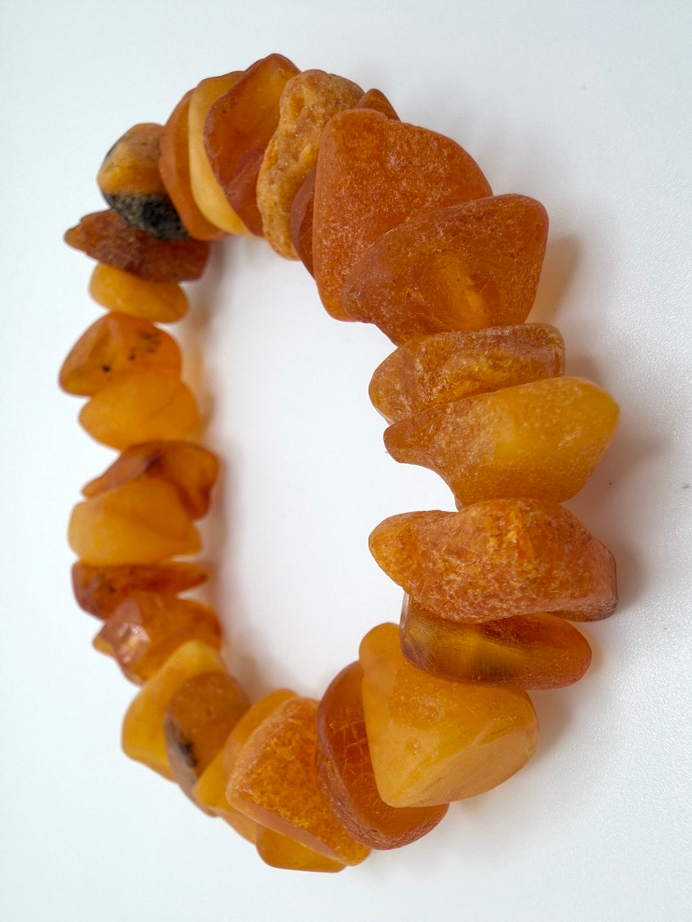 Baltic Amber Stretch Bracelet – Natural Unpolished Amber – Ombre Lemon Honey Butterscotch