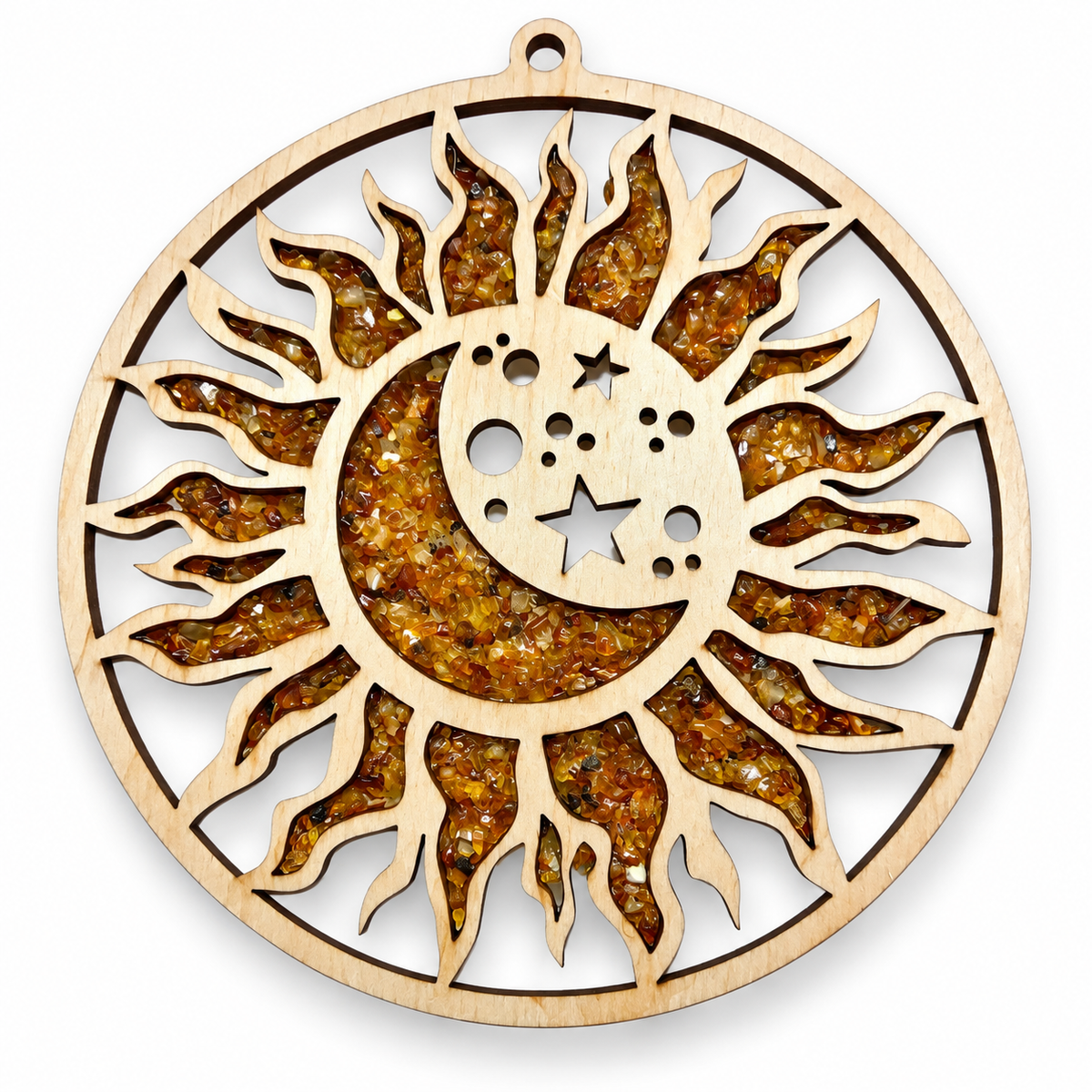 Baltic Amber Sun Catcher Natural Wood Ornament