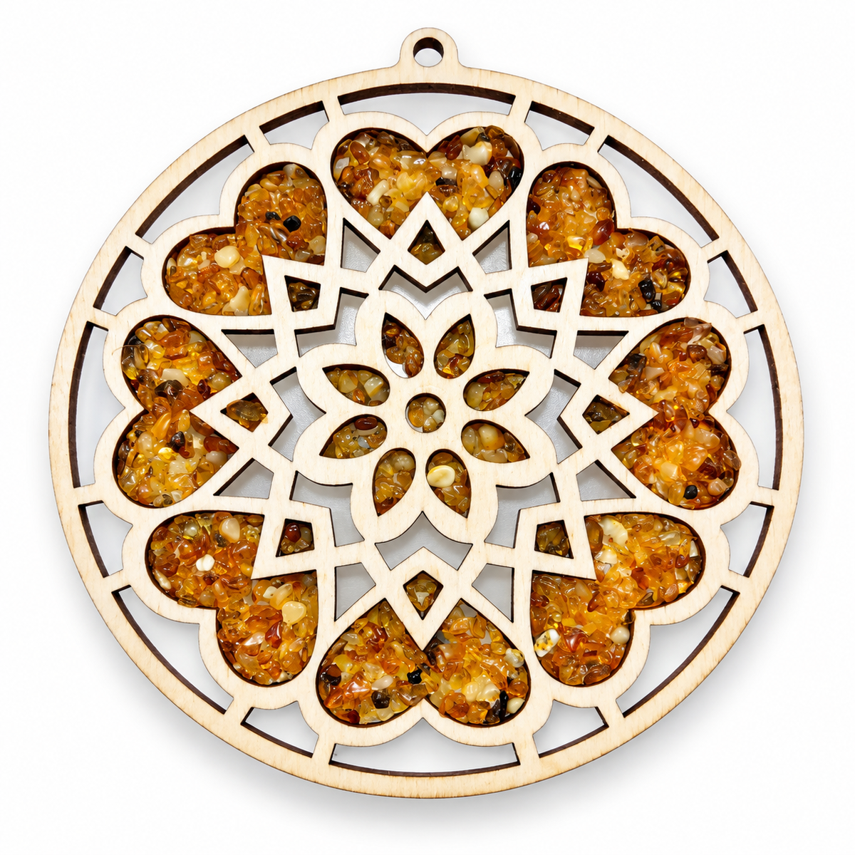 Baltic Amber Sun Catcher Natural Wood Ornament