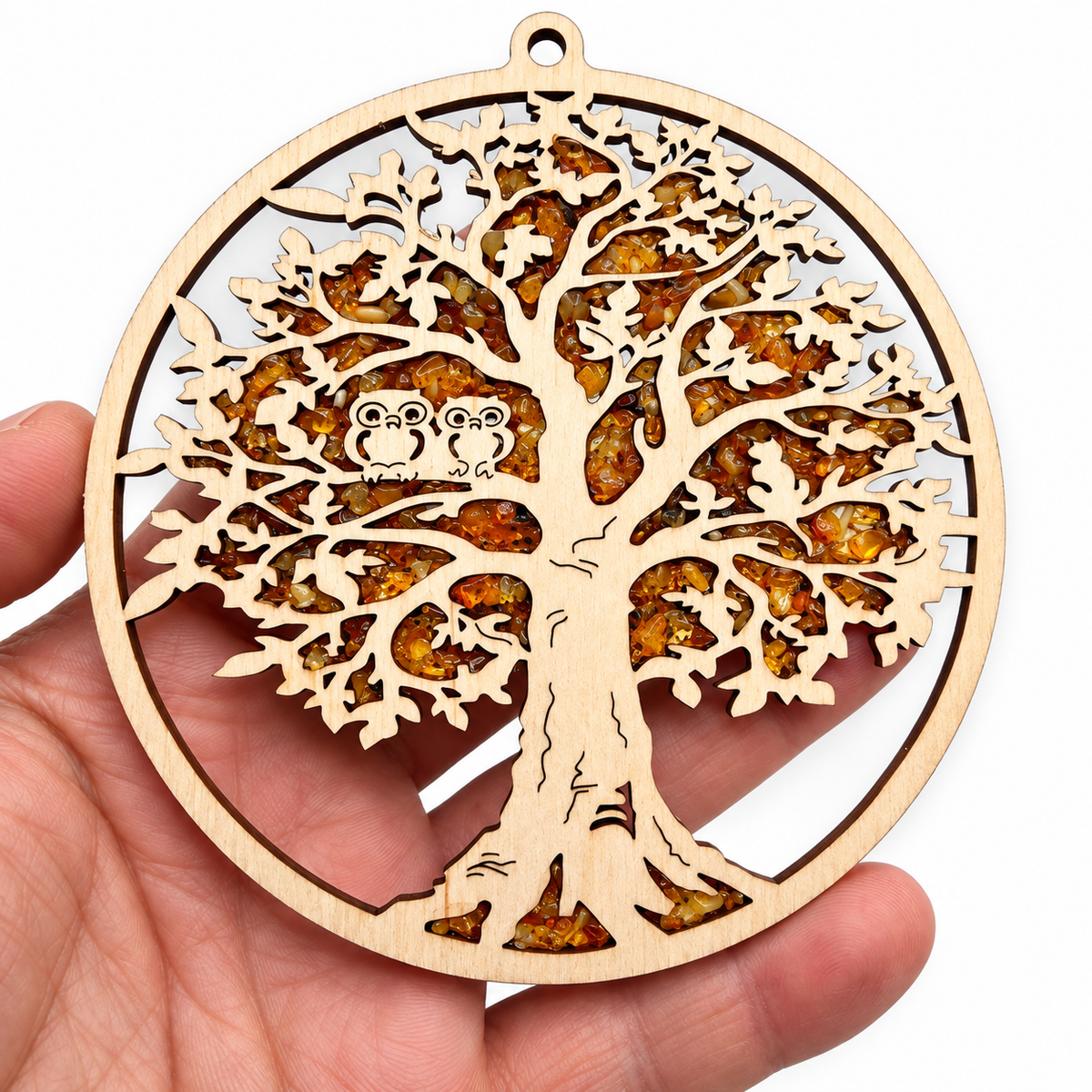 Baltic Amber Sun Catcher Natural Wood Ornament