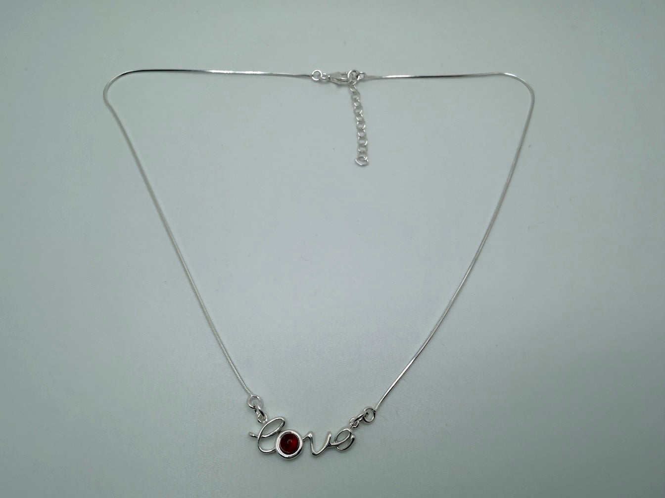 Baltic Amber “Love” Script Necklace – Honey Baltic Amber Accent – Adjustable 16” + 1.5” Extension