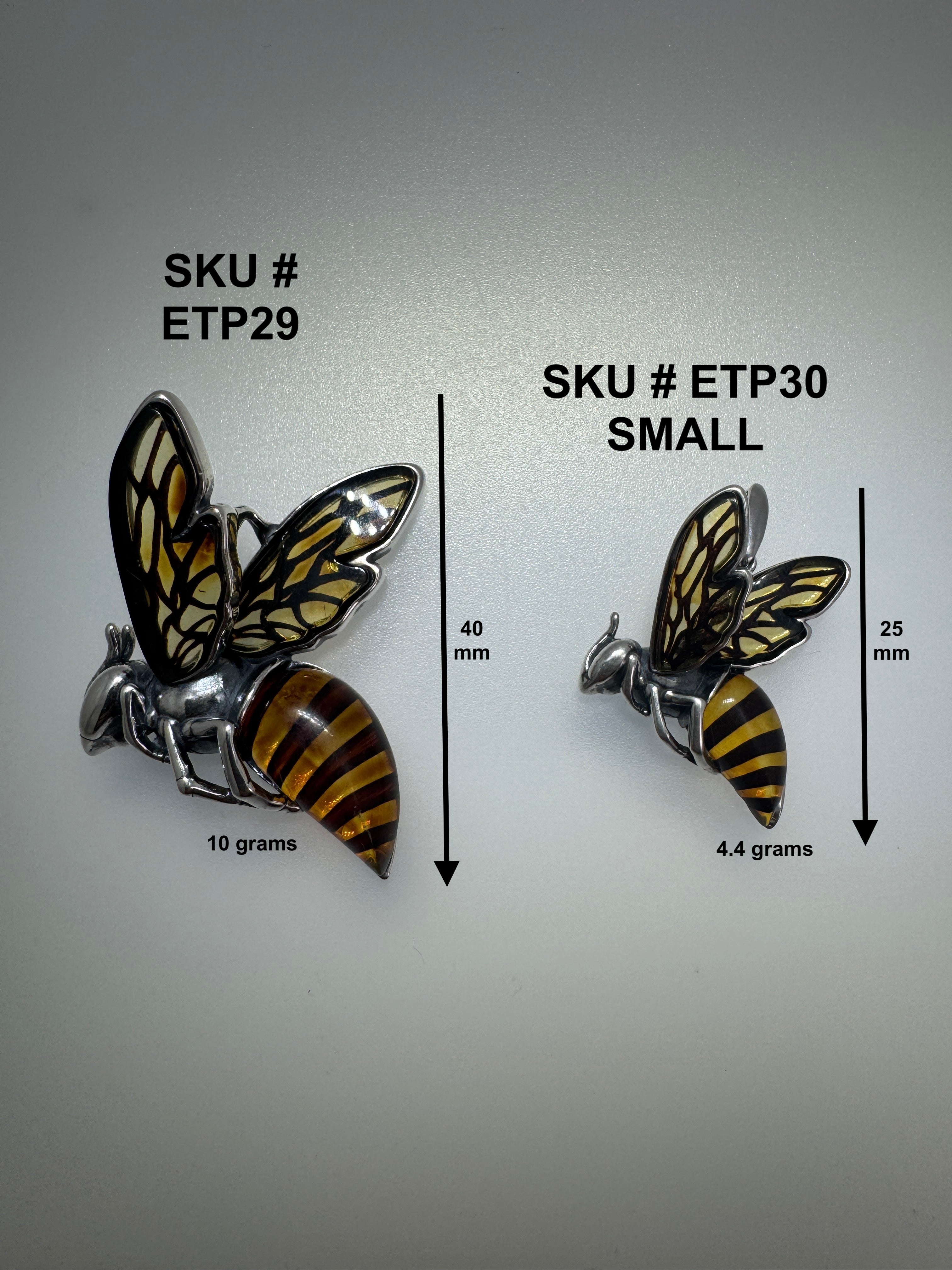 Small Baltic Amber Bumblebee Pendant – Handmade Sterling Silver