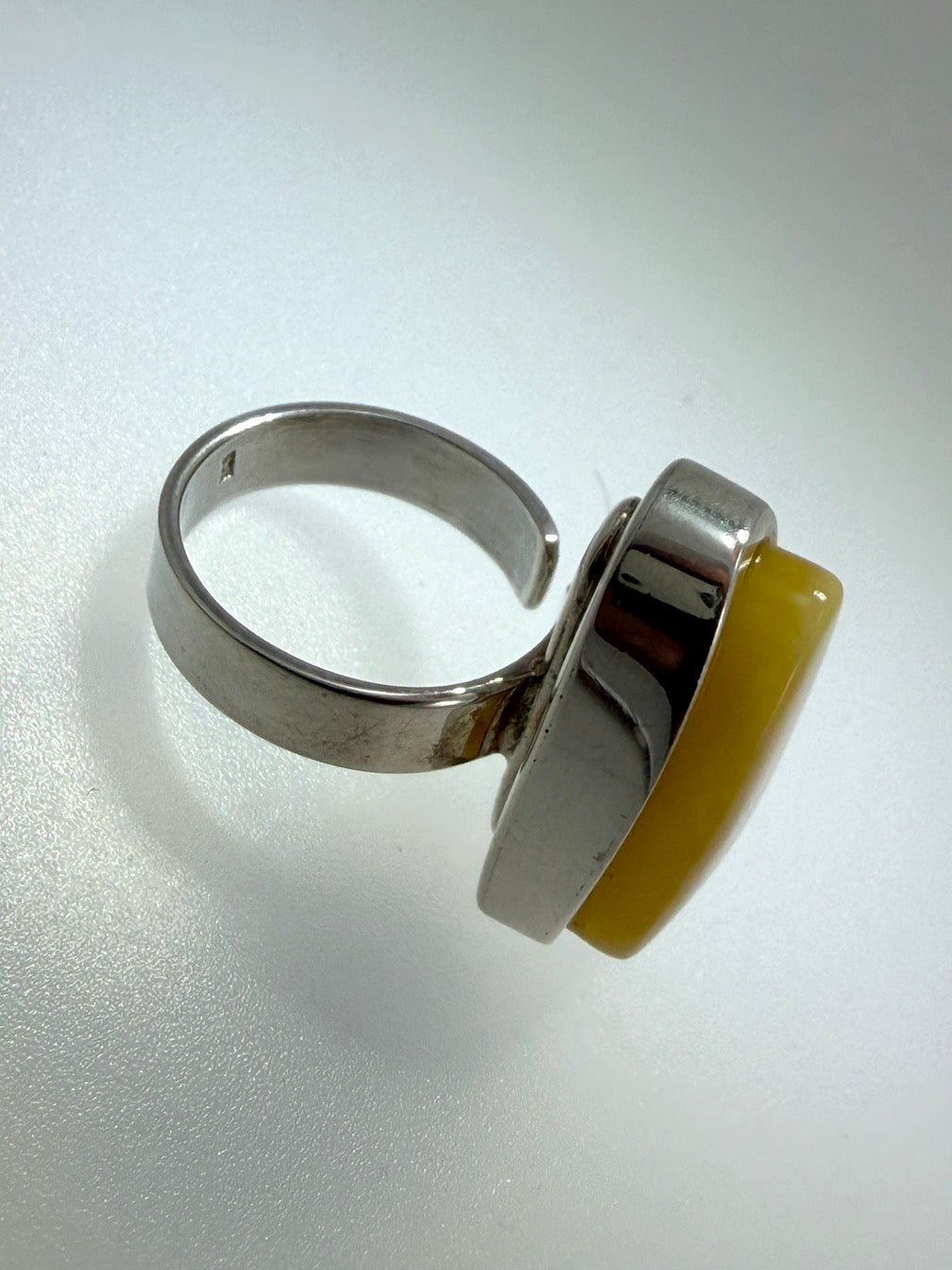 Butterscotch Baltic Amber Handmade Sterling Silver Modern Ring – Adjustable Open Shank Design
