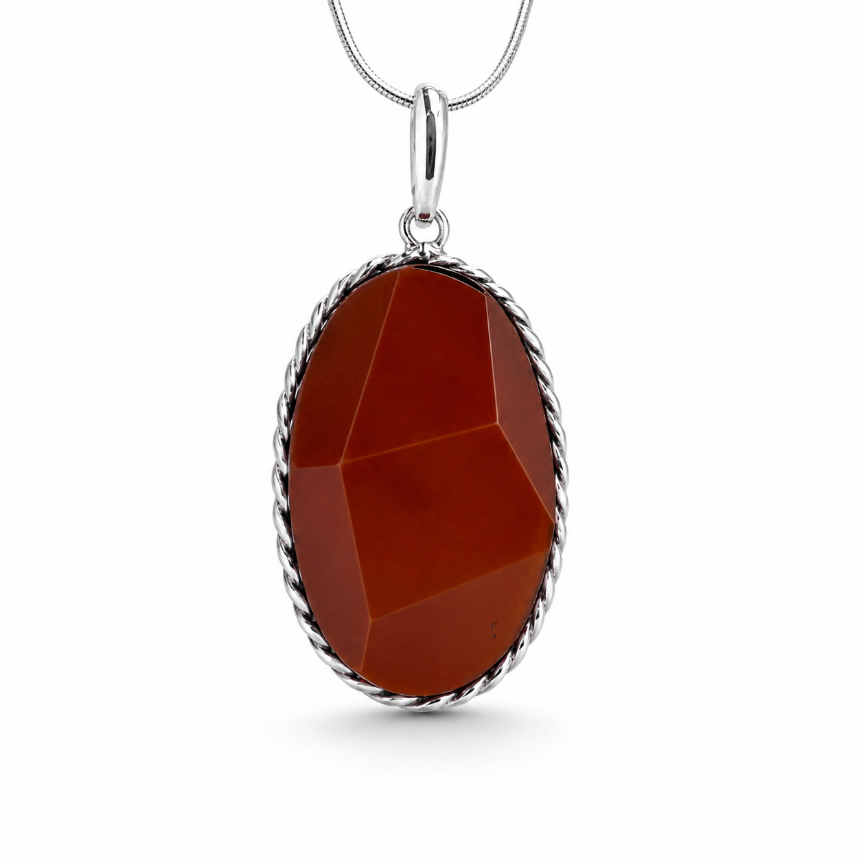 Faceted Cherry Baltic Amber Pendant & Earrings Set – Genuine Baltic Amber Jewelry – Sterling Silver Amber Necklace