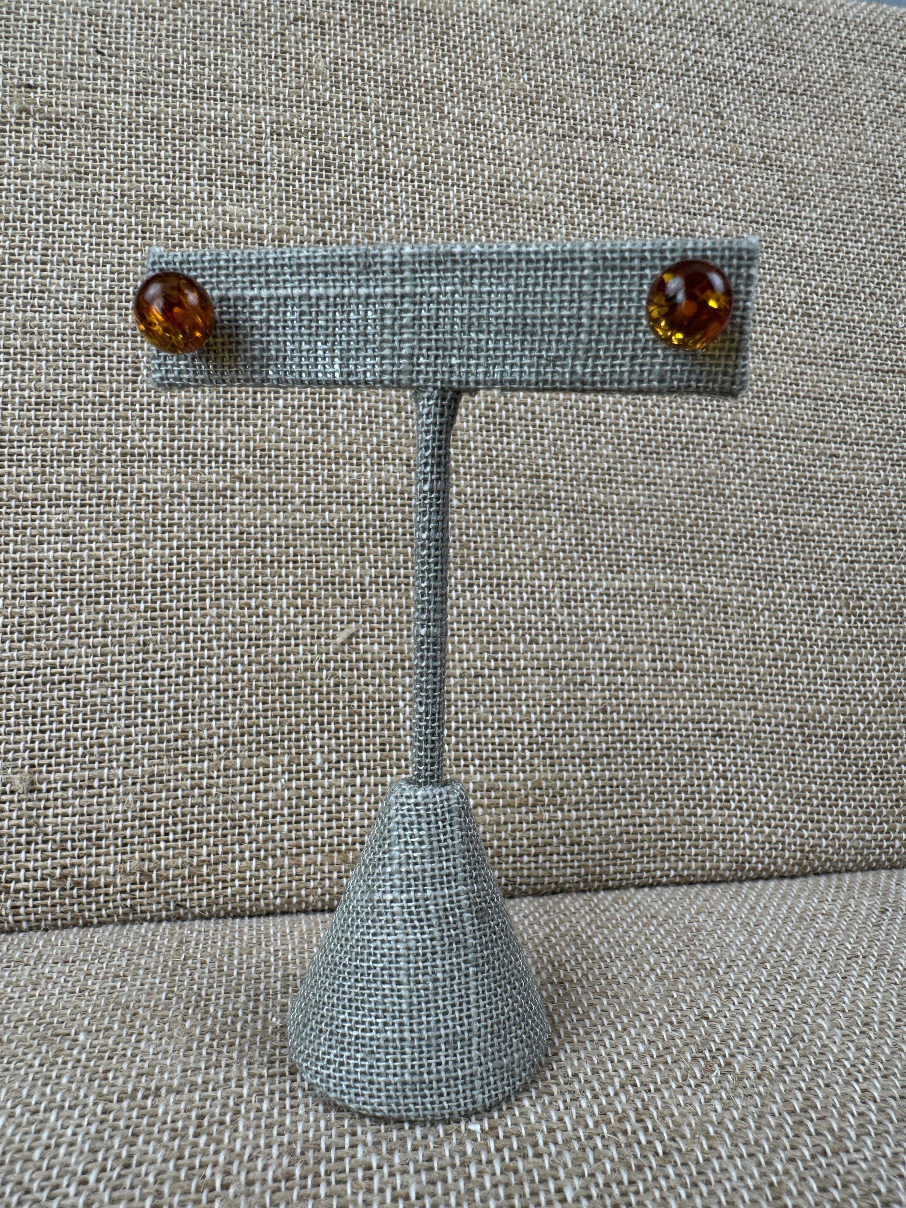 Classic 8mm Baltic Amber Stud Earrings – Cognac, Green, Lemon & Cherry Ball Posts