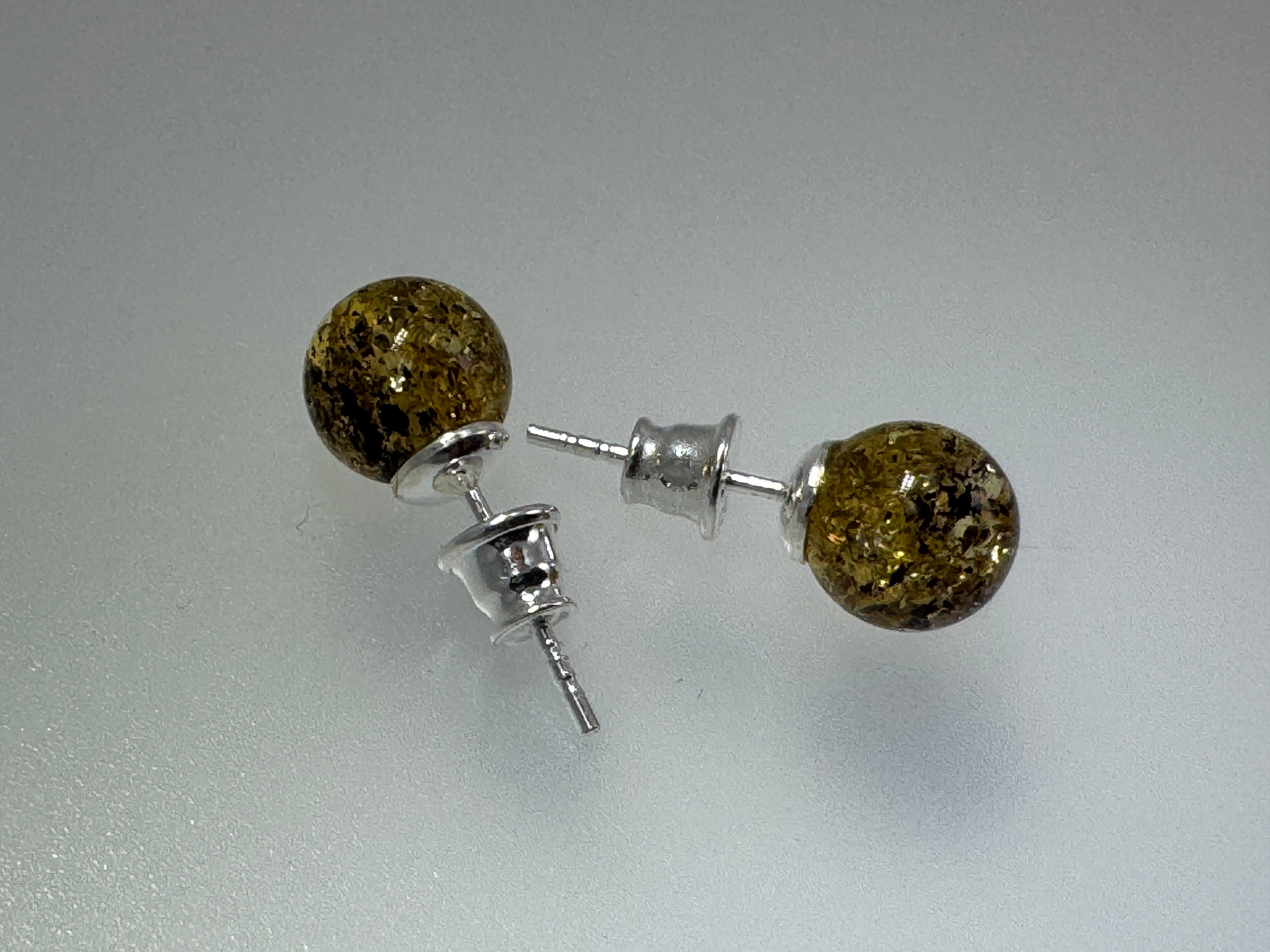 Classic 8mm Baltic Amber Stud Earrings – Cognac, Green, Lemon & Cherry Ball Posts