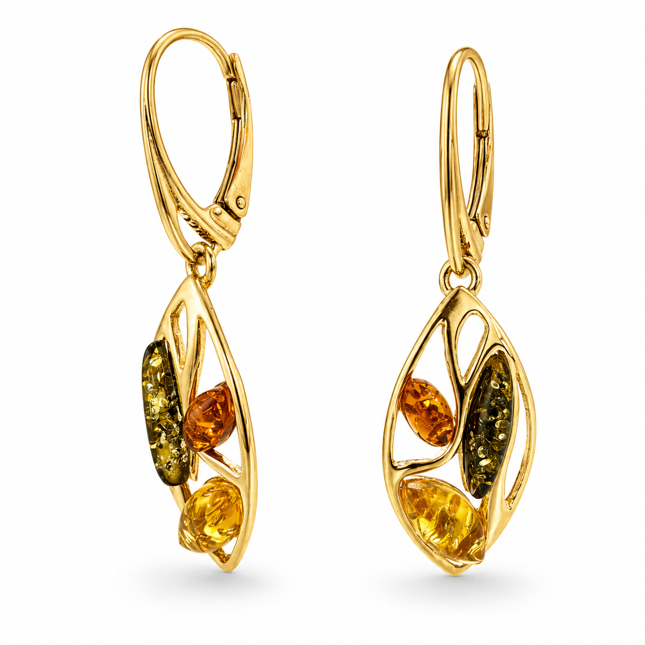 Multicolor Baltic Amber Drop Earrings