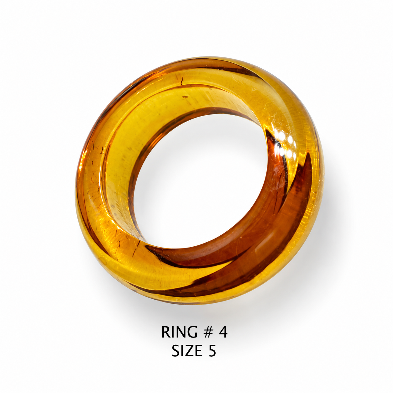 Handmade Genuine Baltic Amber Band Rings – Solid Amber, One Piece Construction – Honey, Cognac, Lemon & Clear Amber – Sizes 5-7