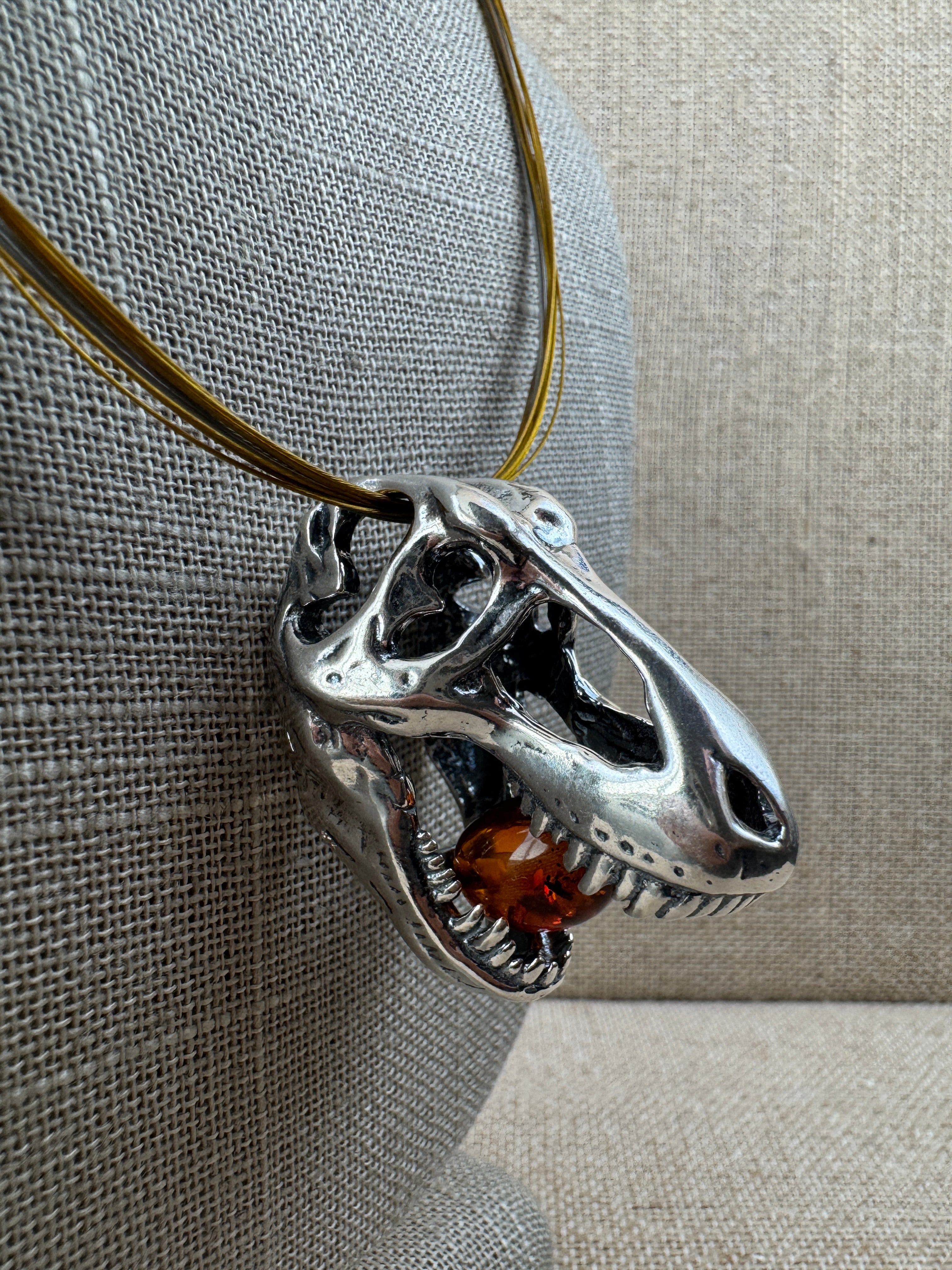 Extra-Large Sterling Silver T. Rex Dinosaur Head Pendant4.JPG