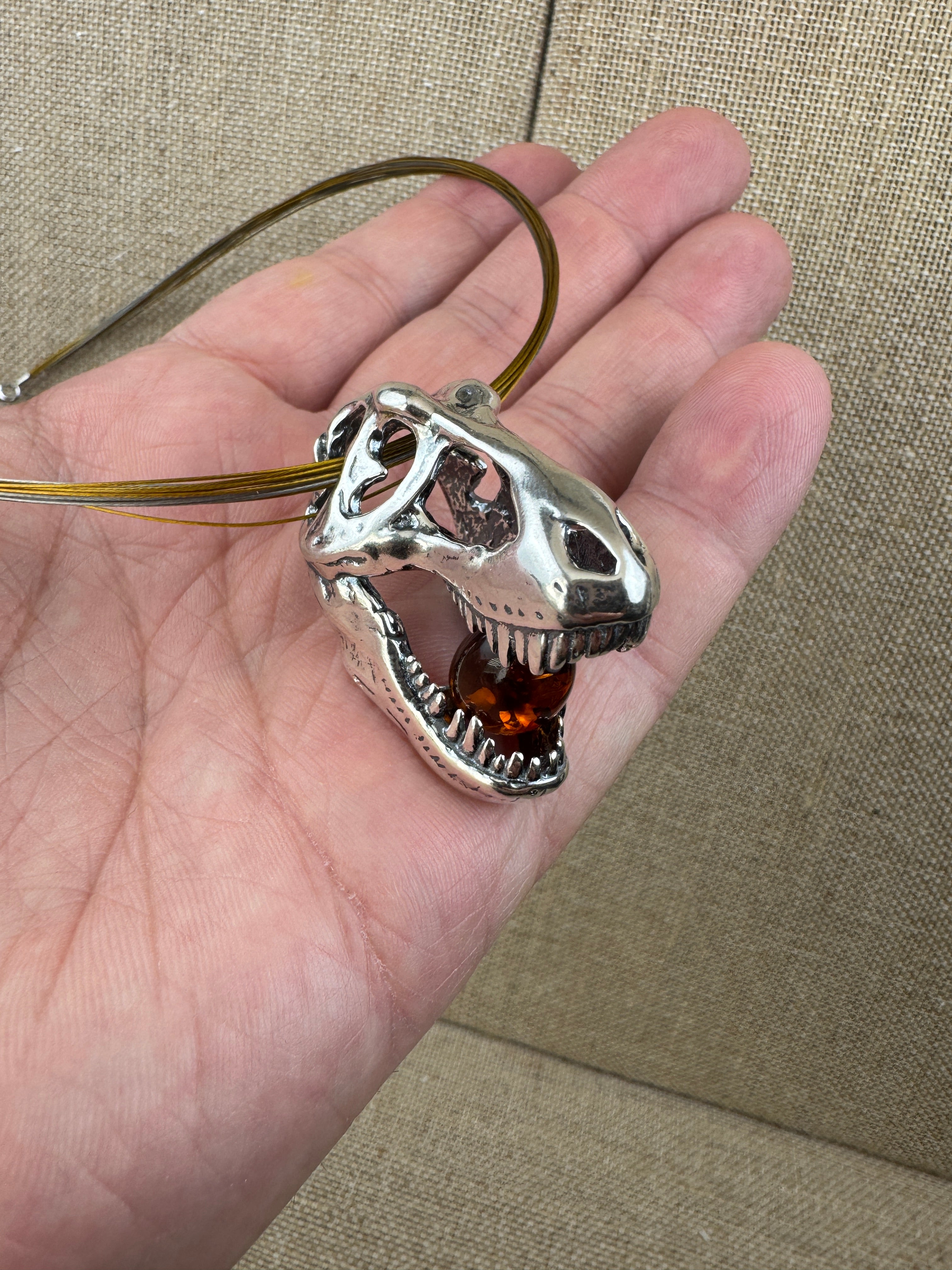 Extra-Large Sterling Silver T. Rex Dinosaur Head Pendant4.JPG