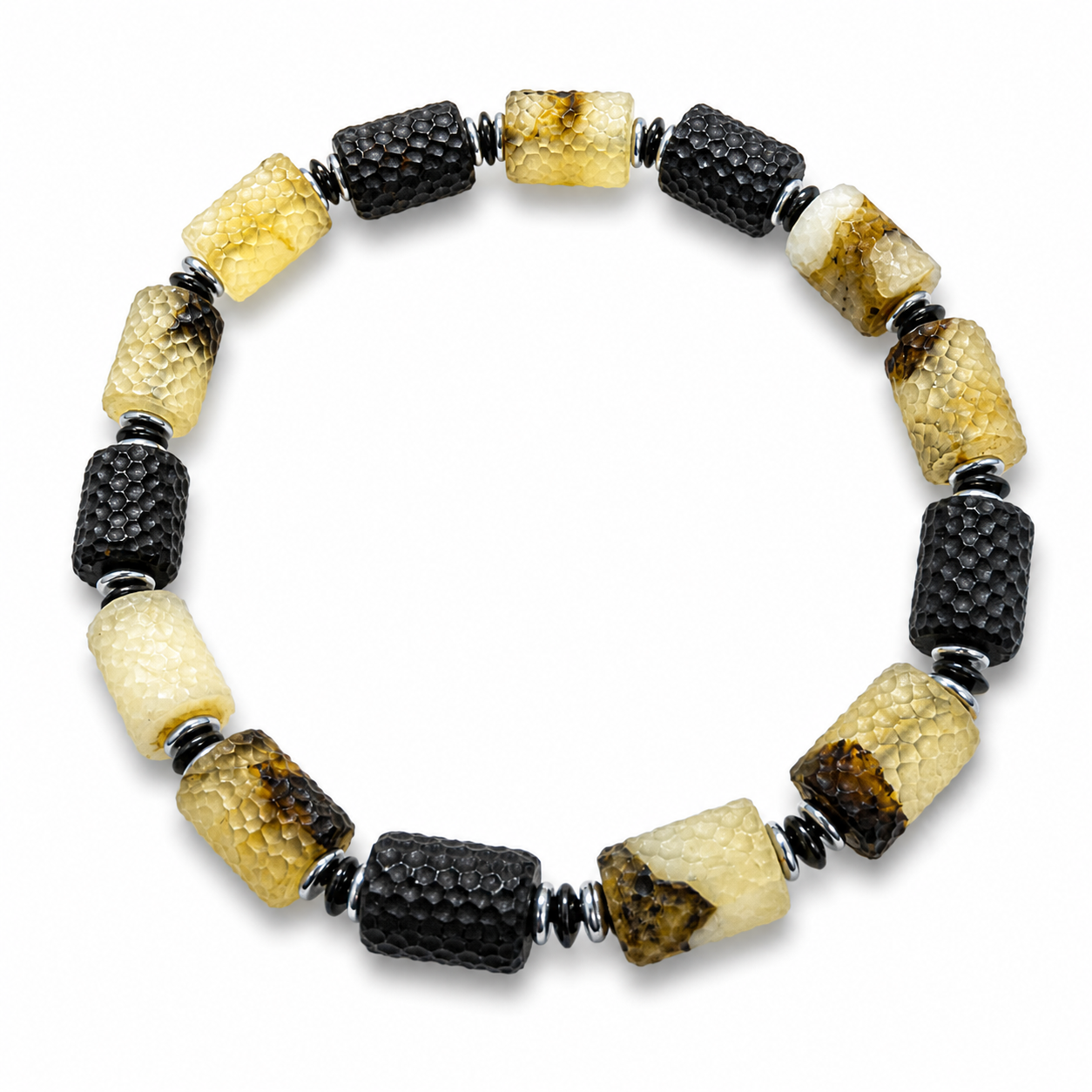Extremely Rare Handmade in Poland Baltic Amber Men’s Bracelet – Snakeskin Pattern, Two Designs Available