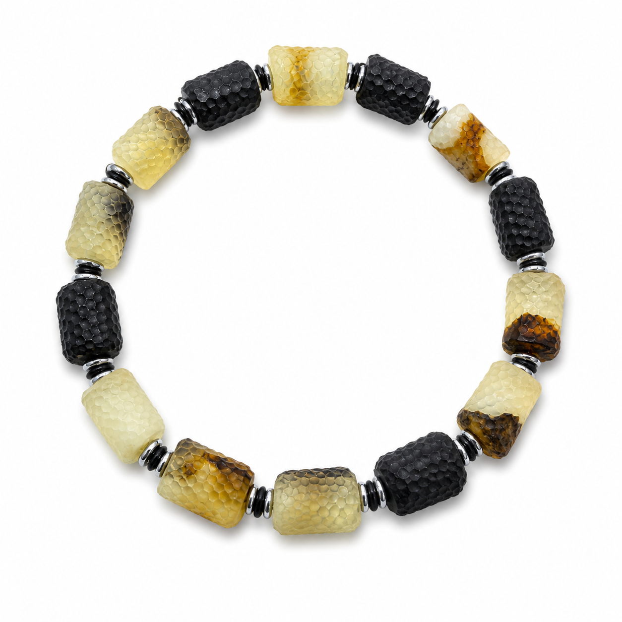 Extremely Rare Handmade in Poland Baltic Amber Men’s Bracelet – Snakeskin Pattern, Two Designs Available