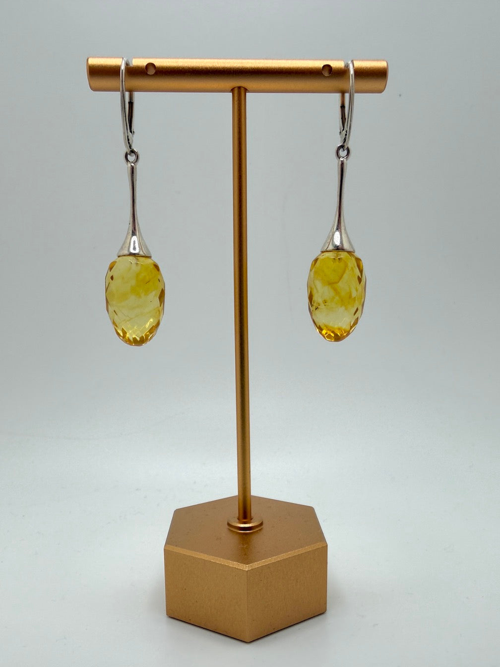 Faceted Lemon Baltic Amber Drop Earrings – Sterling Silver Lever Back