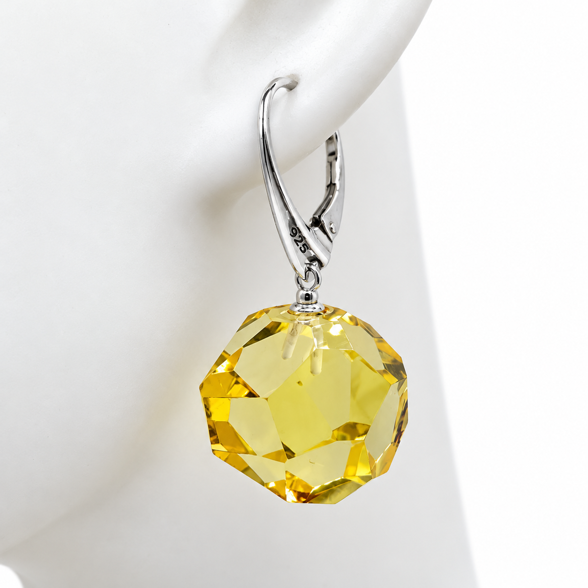 Faceted Lemon Baltic Amber Earrings