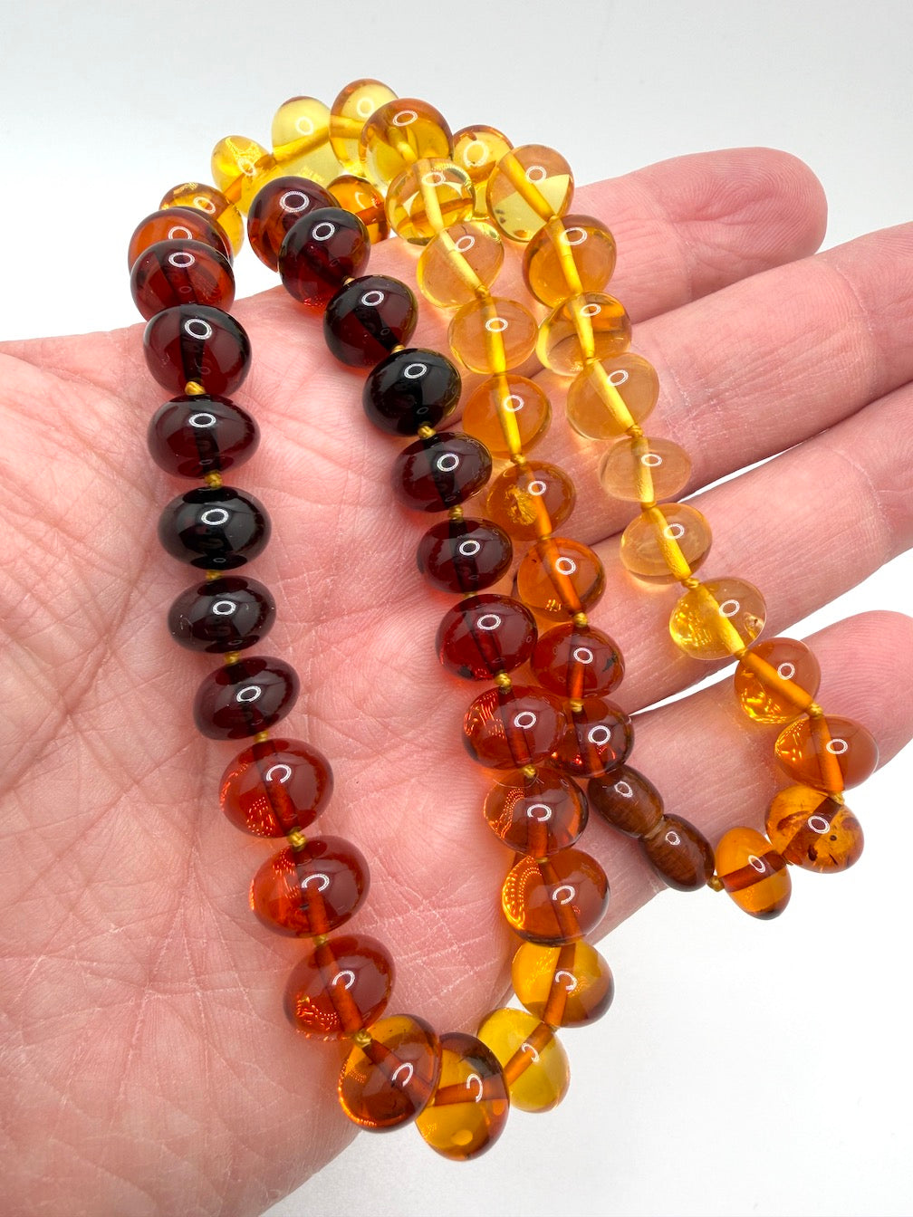Genuine Baltic Amber Baroque Ball Necklace – Multicolor Rainbow