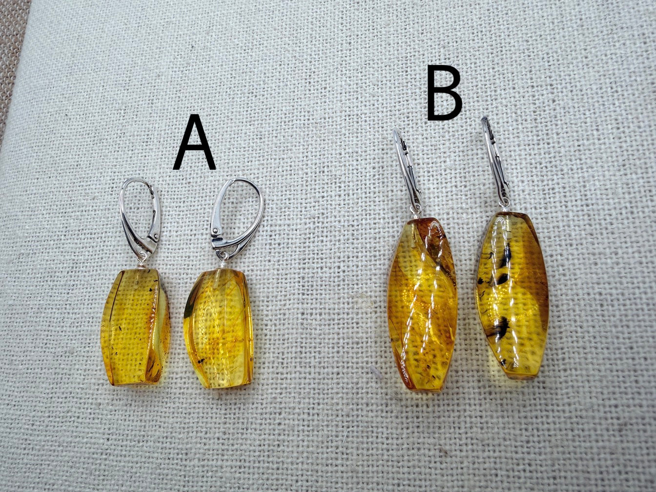 Genuine Baltic Amber Bug Inclusion Earrings • Sterling Silver Lever Back