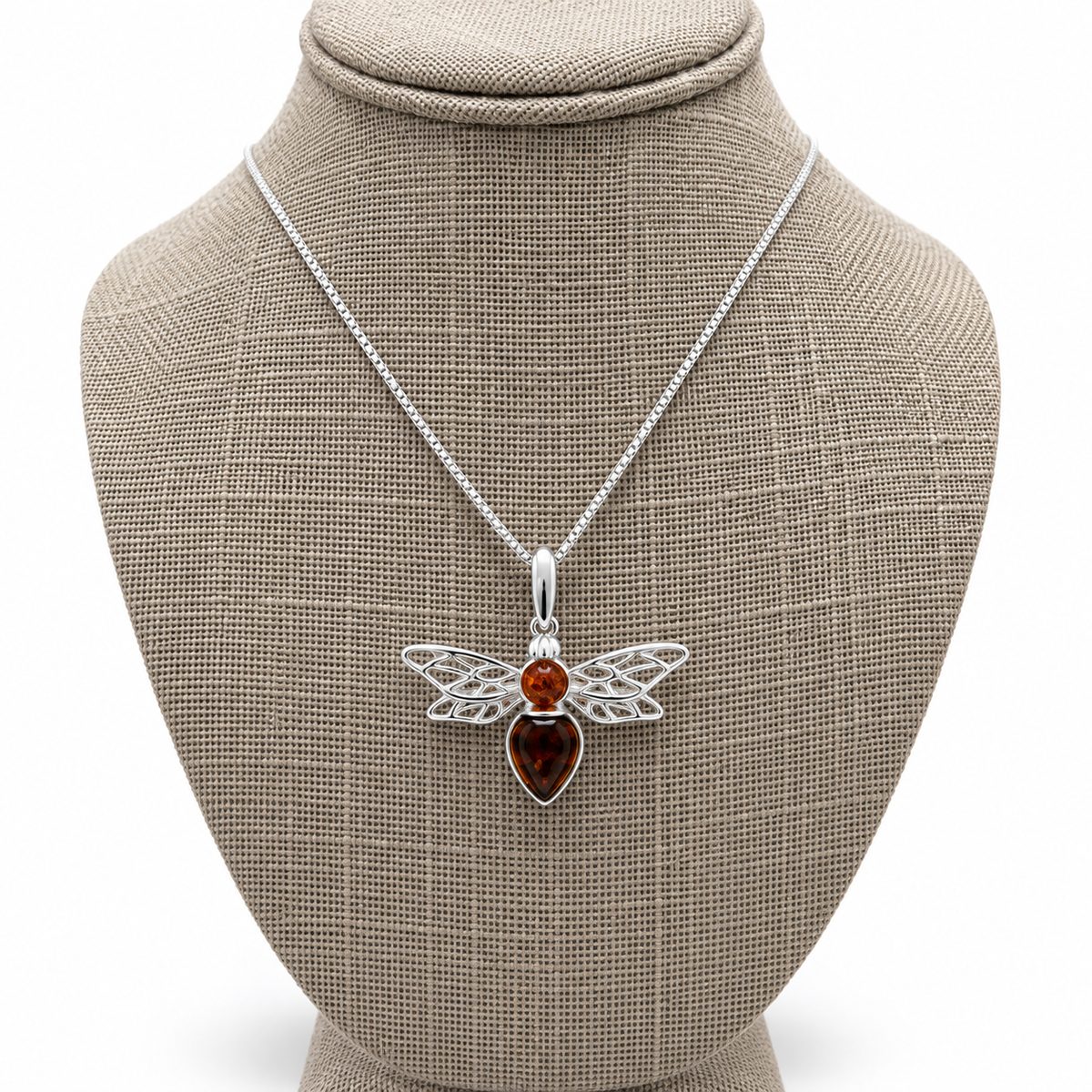 Genuine Baltic Amber Bumblebee Necklace & Earrings Set