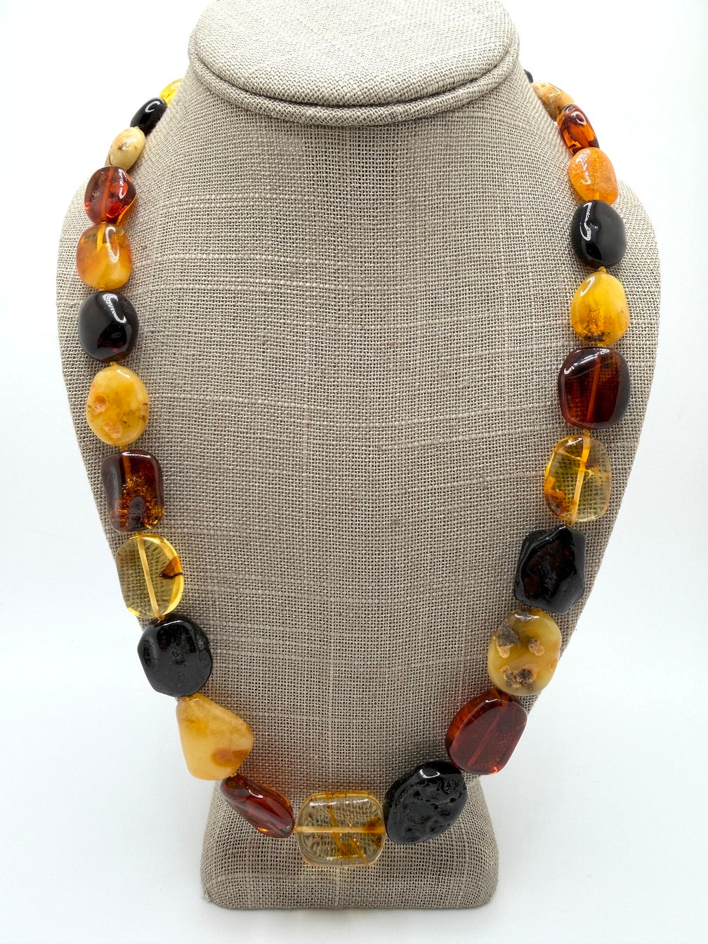 Baltic Amber Chunk Necklace – Multicolor Butterscotch, Lemon, Honey & Cherry Amber