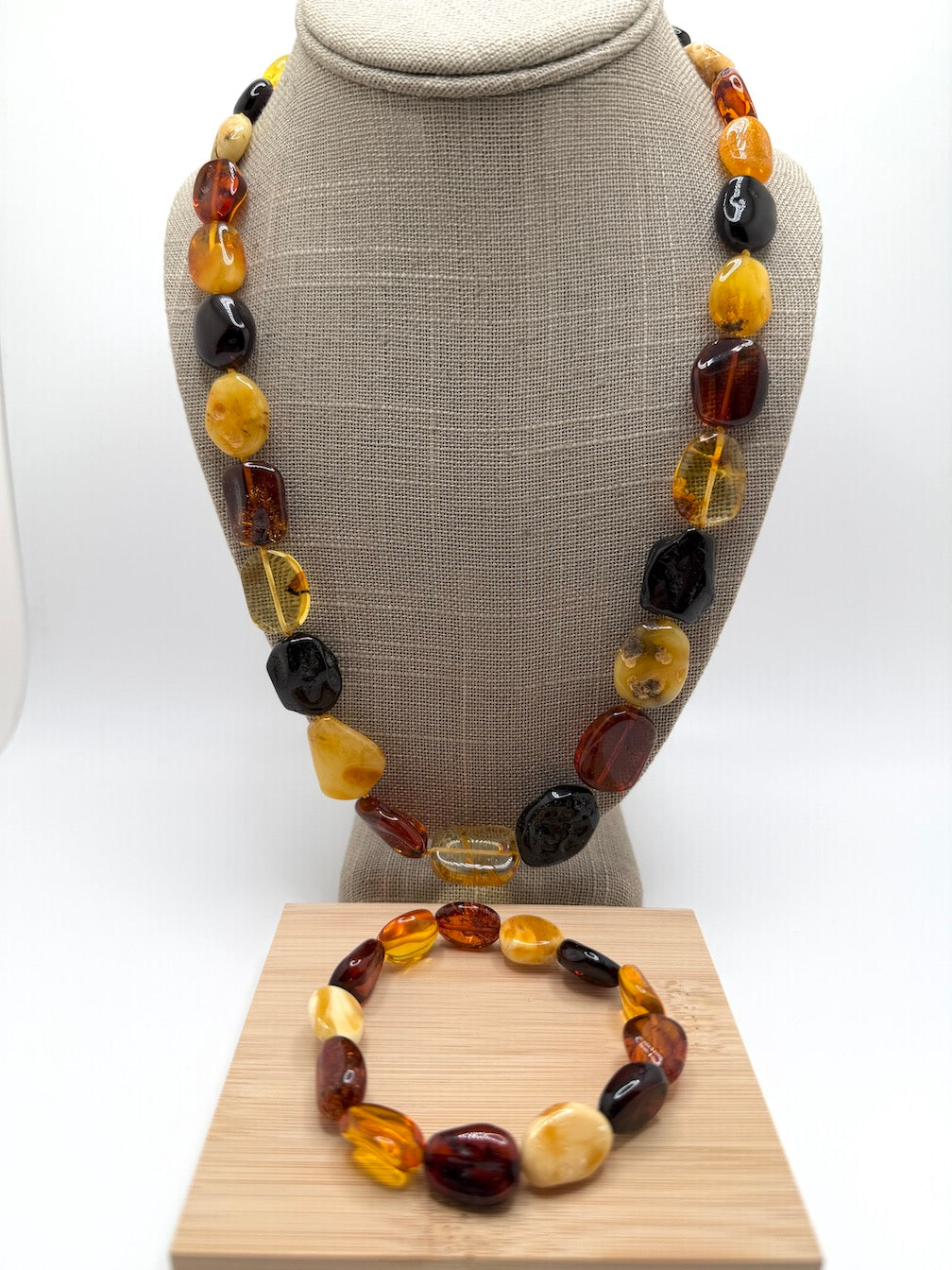 Baltic Amber Chunk Necklace – Multicolor Butterscotch, Lemon, Honey & Cherry Amber