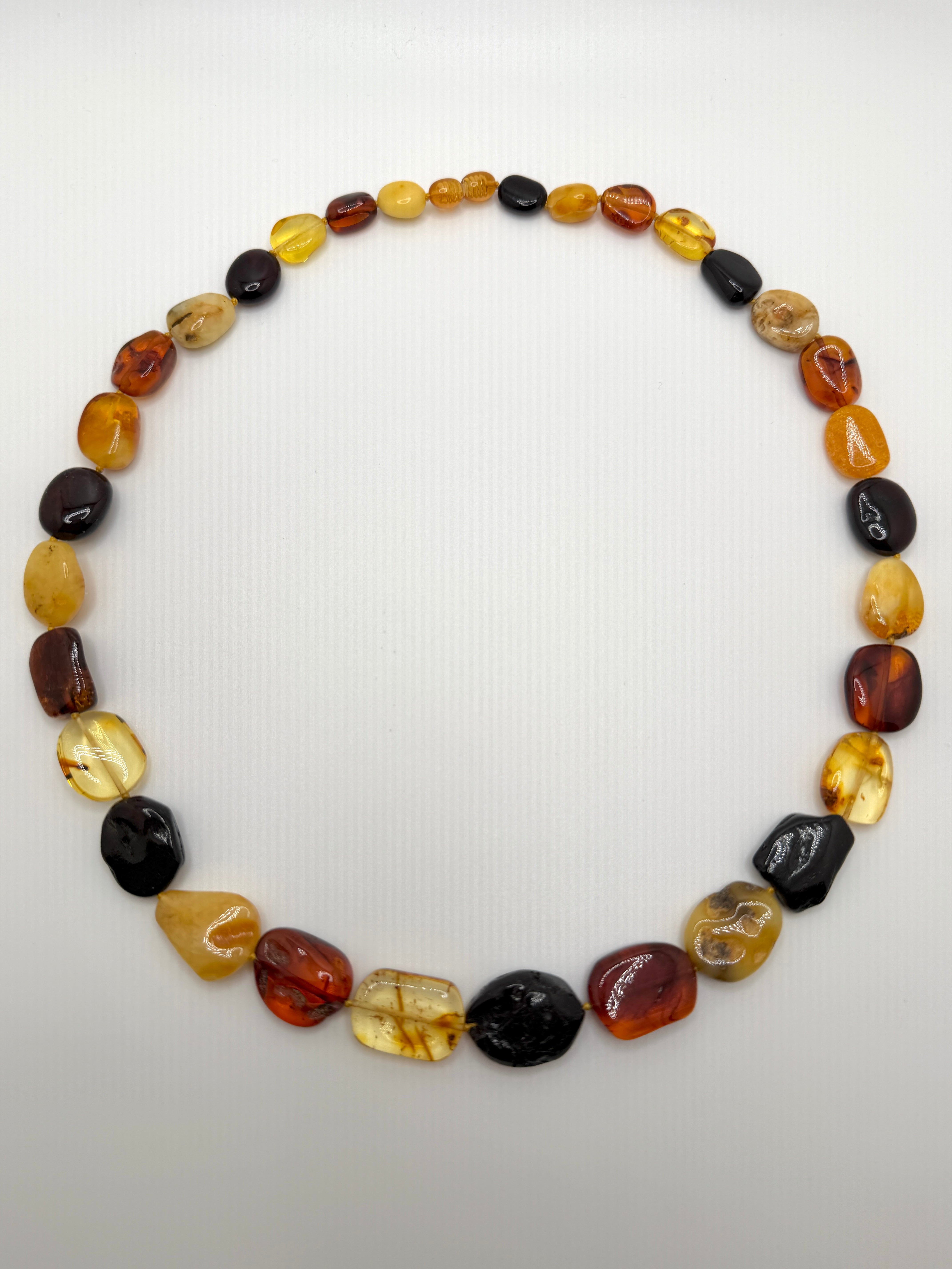Baltic Amber Chunk Necklace – Multicolor Butterscotch, Lemon, Honey & Cherry Amber