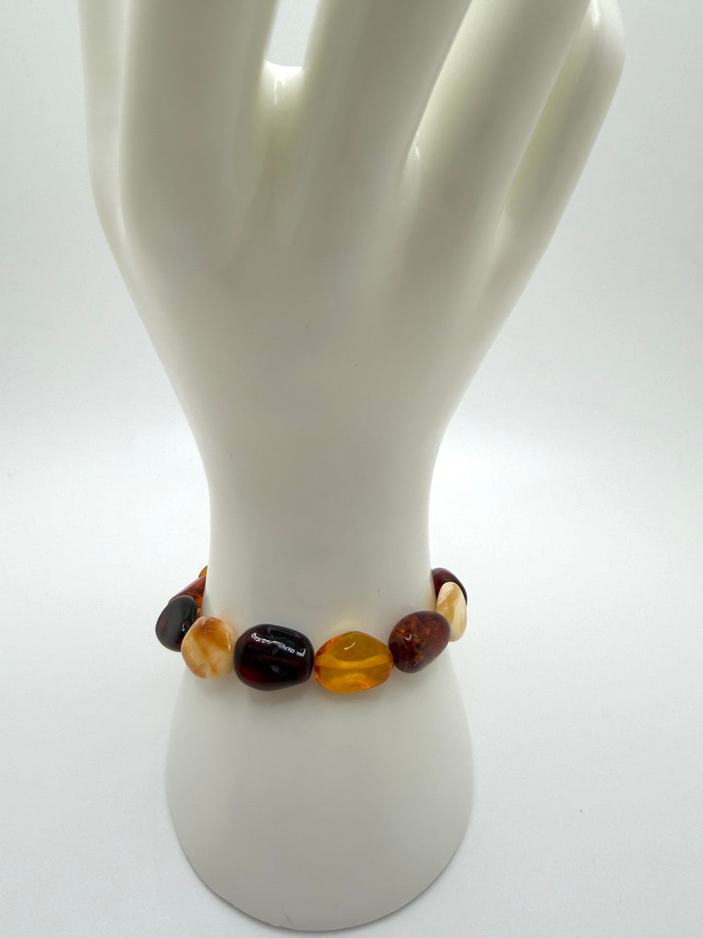 Baltic Amber Honey Chunk Stretch Bracelet – Natural Organic Amber, Therapeutic Jewelry, One of a Kind