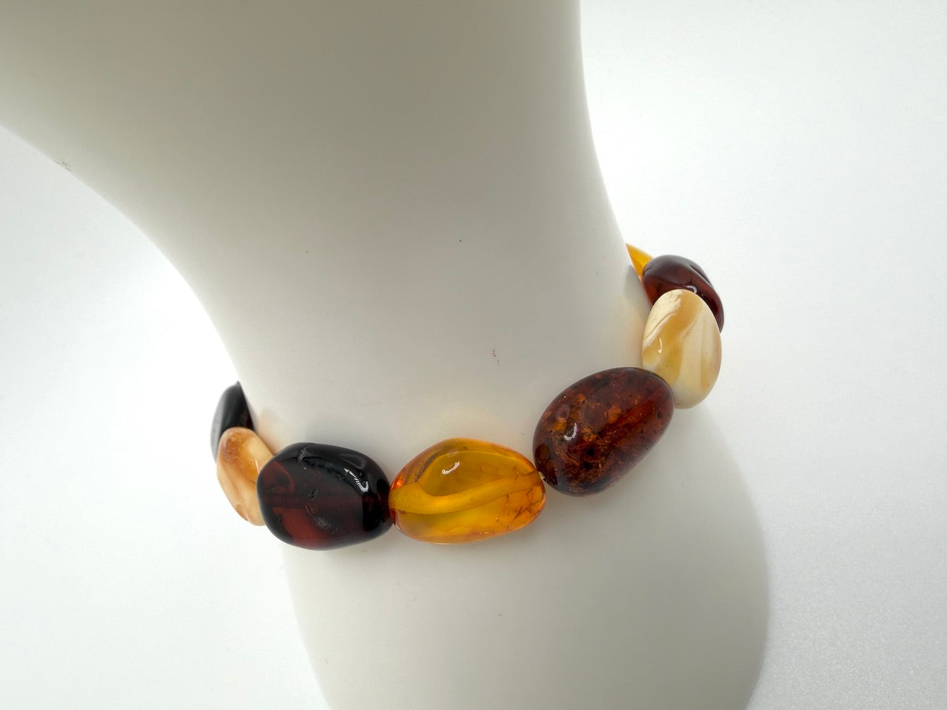Baltic Amber Honey Chunk Stretch Bracelet – Natural Organic Amber, Therapeutic Jewelry, One of a Kind