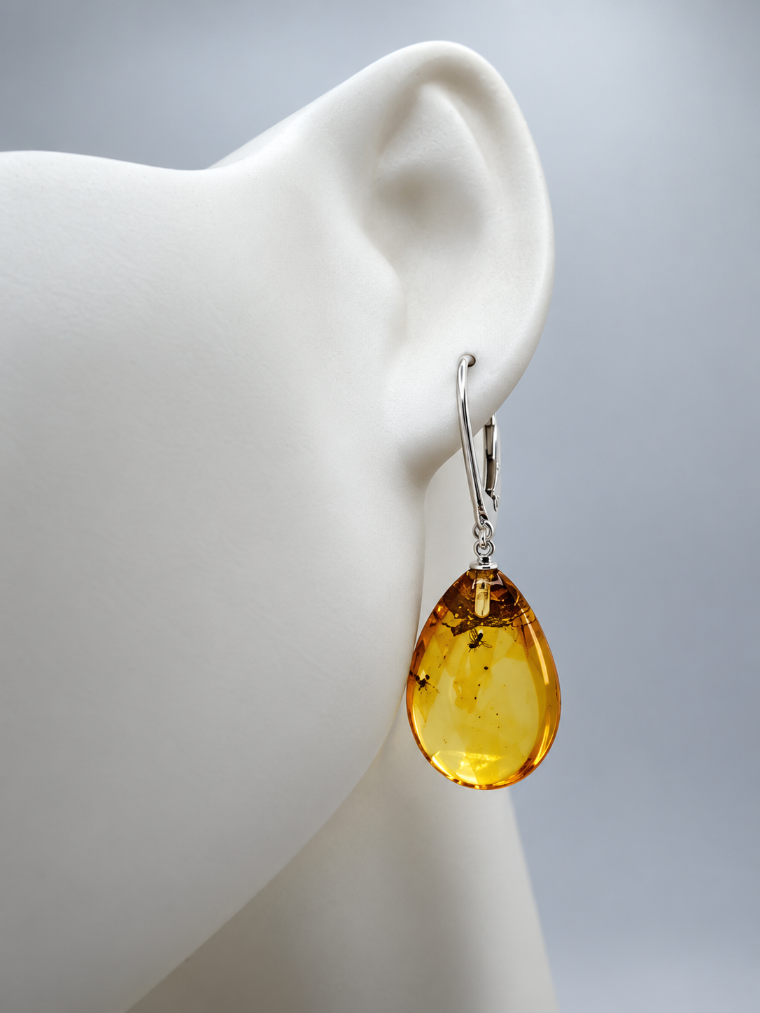 Genuine Baltic Amber Insect Inclusion Earrings
