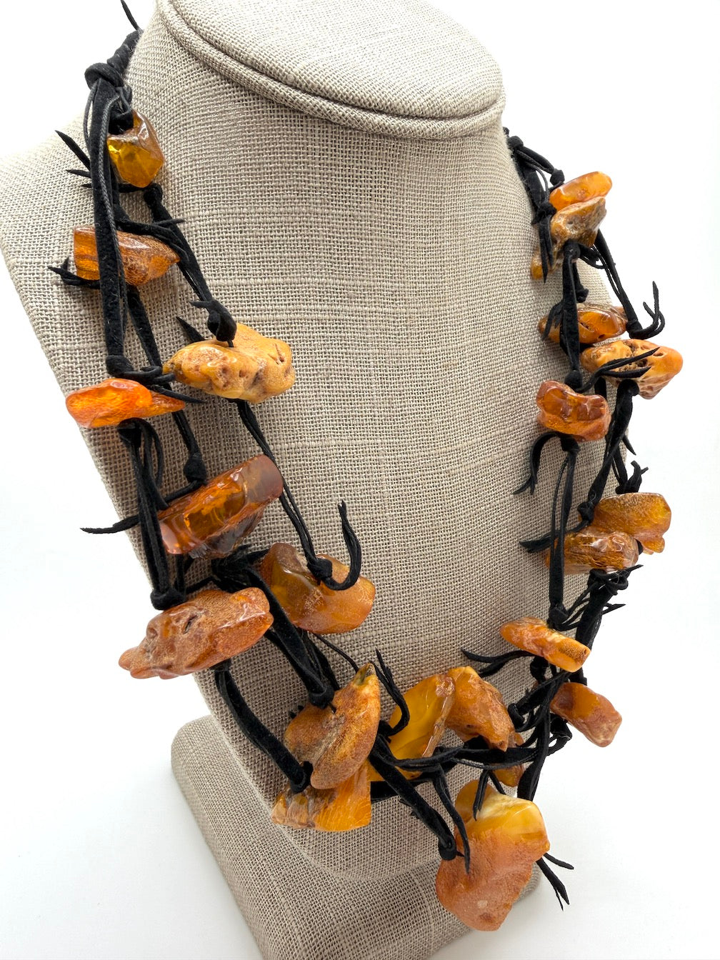 Genuine Baltic Amber Knotted Necklace | Organic Statement Amber Necklace | Super rare Butterscotch Colors