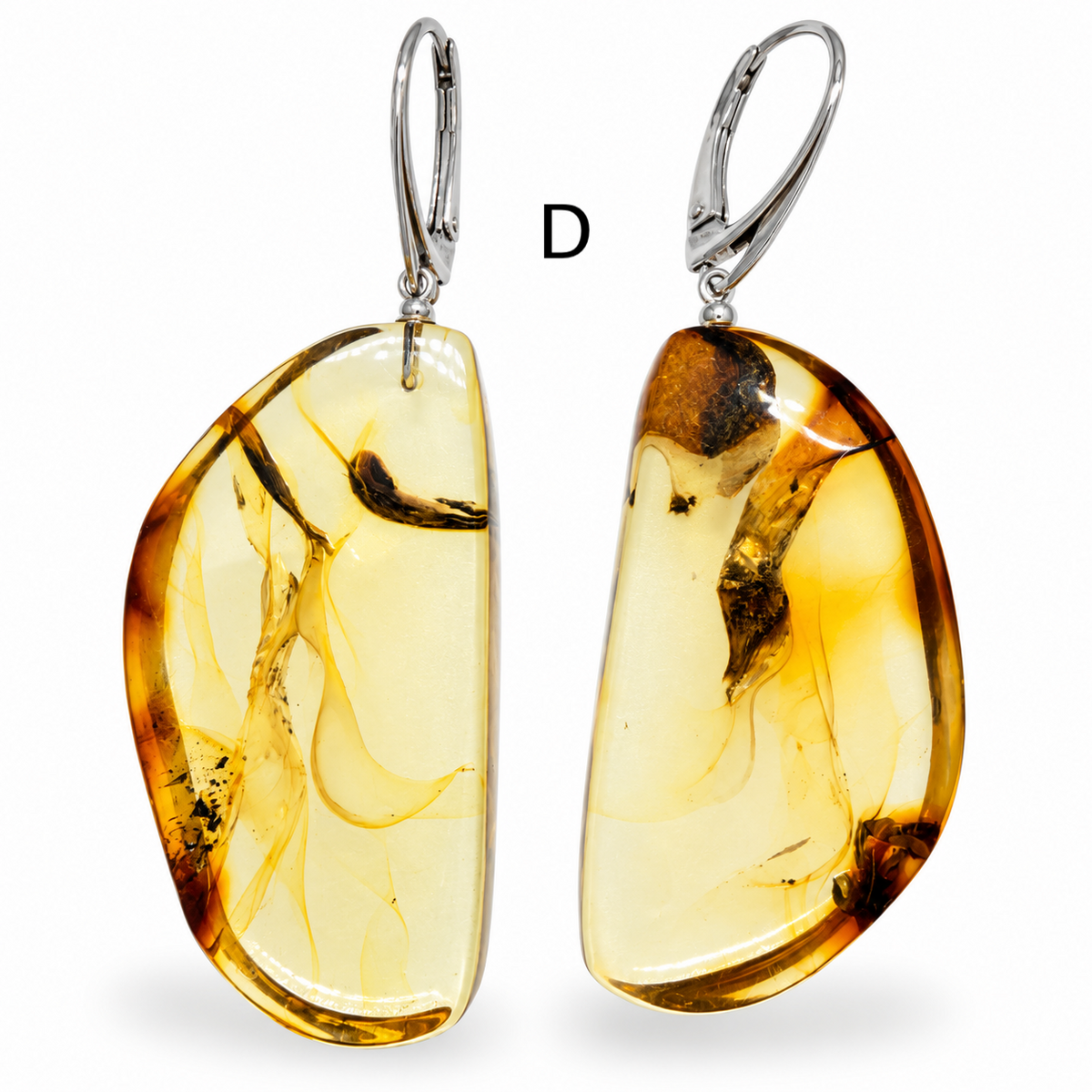 Genuine Baltic Amber Large Organic Lemon Earrings