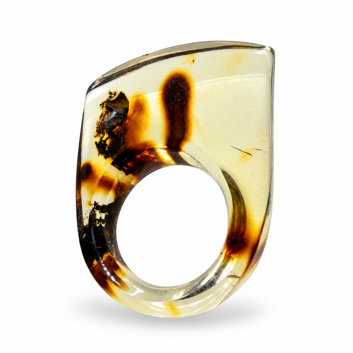Genuine Baltic Amber Large Organic Lemon Statement Ring