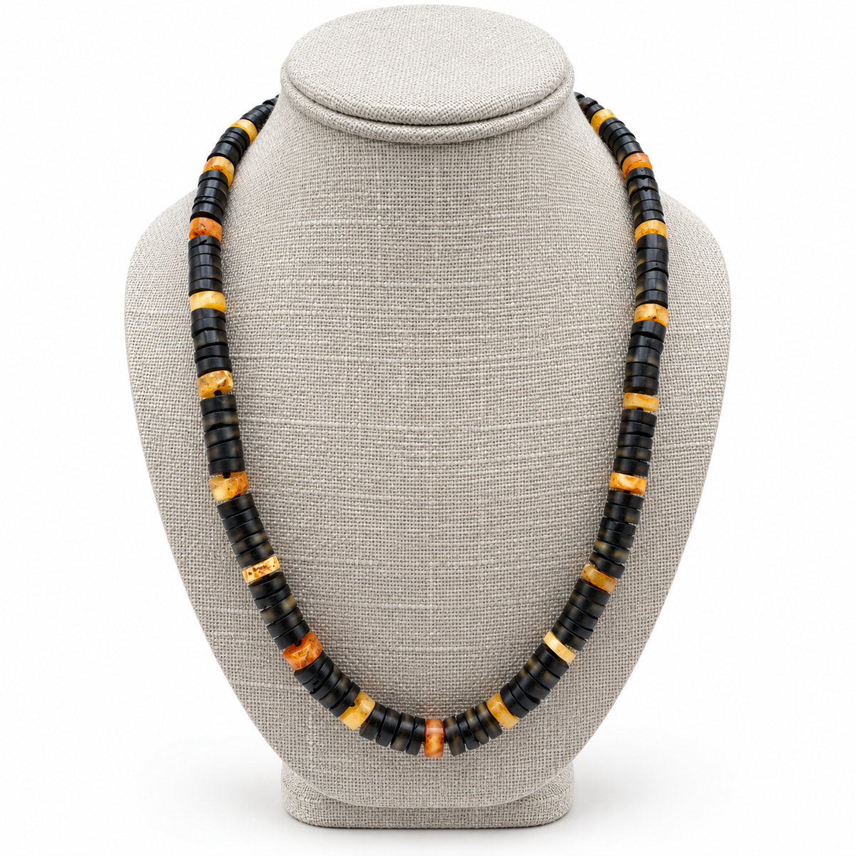 Genuine Baltic Amber Men’s Necklace – 22 Inch Unpolished Donut Bead Necklace