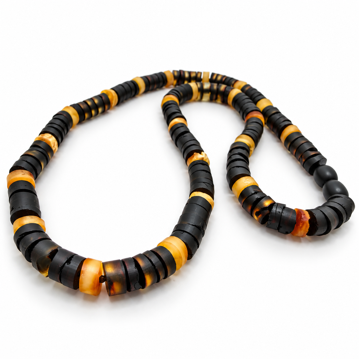 Genuine Baltic Amber Men’s Necklace – 22 Inch Unpolished Donut Bead Necklace