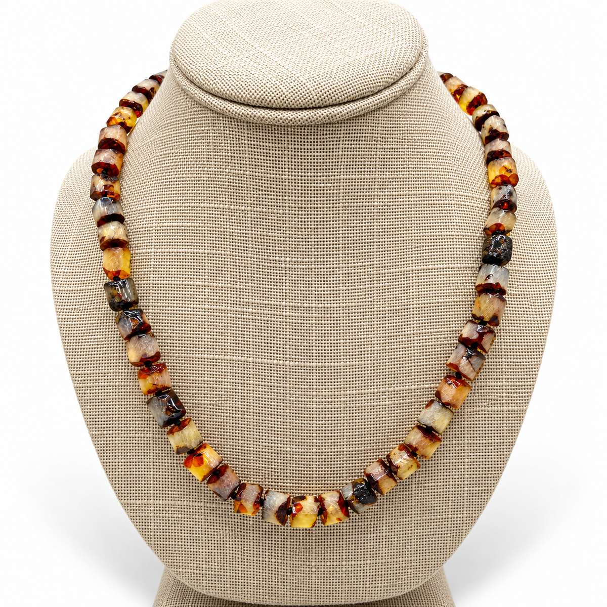 Genuine Baltic Amber Men’s Necklace – Natural Cone Shaped Amber Beads