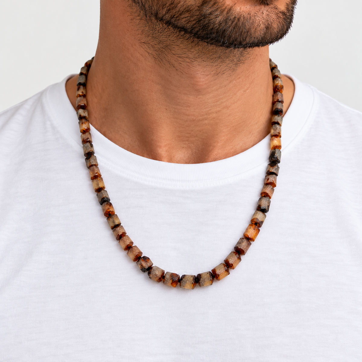 Genuine Baltic Amber Men’s Necklace – Natural Cone Shaped Amber Beads