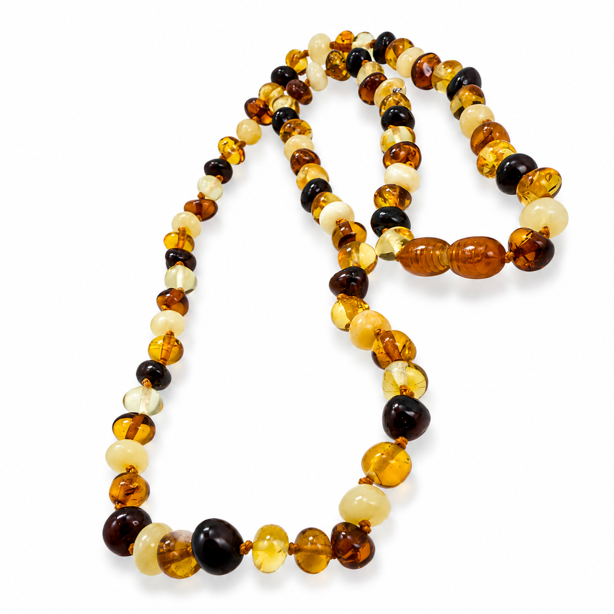 Genuine Baltic Amber Multicolor Bead Necklace Handmade Baltic Amber Necklace Lightweight Everyday Amber Jewelry Gift for Her