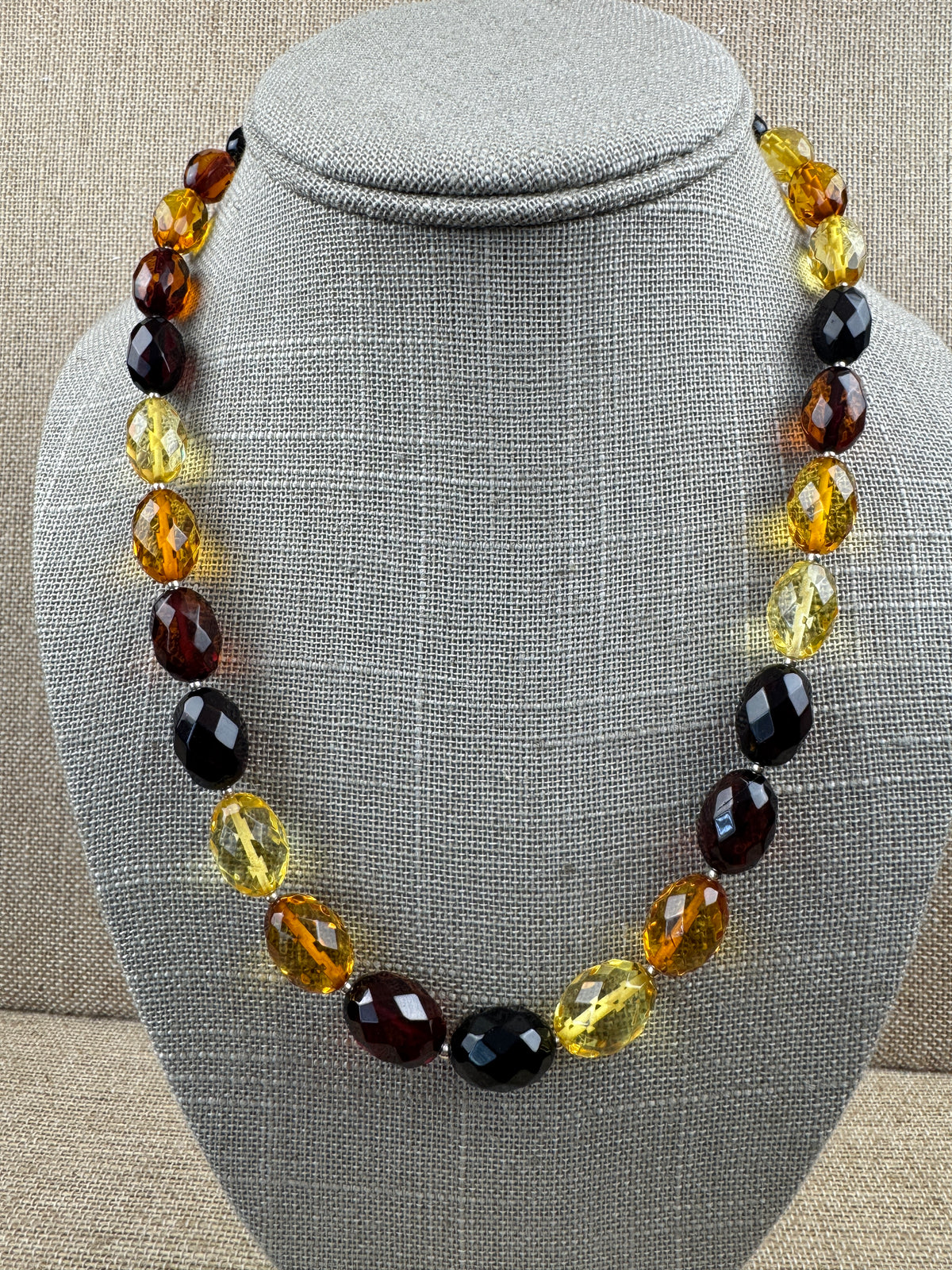 Genuine Baltic Amber Multicolor Faceted Necklace