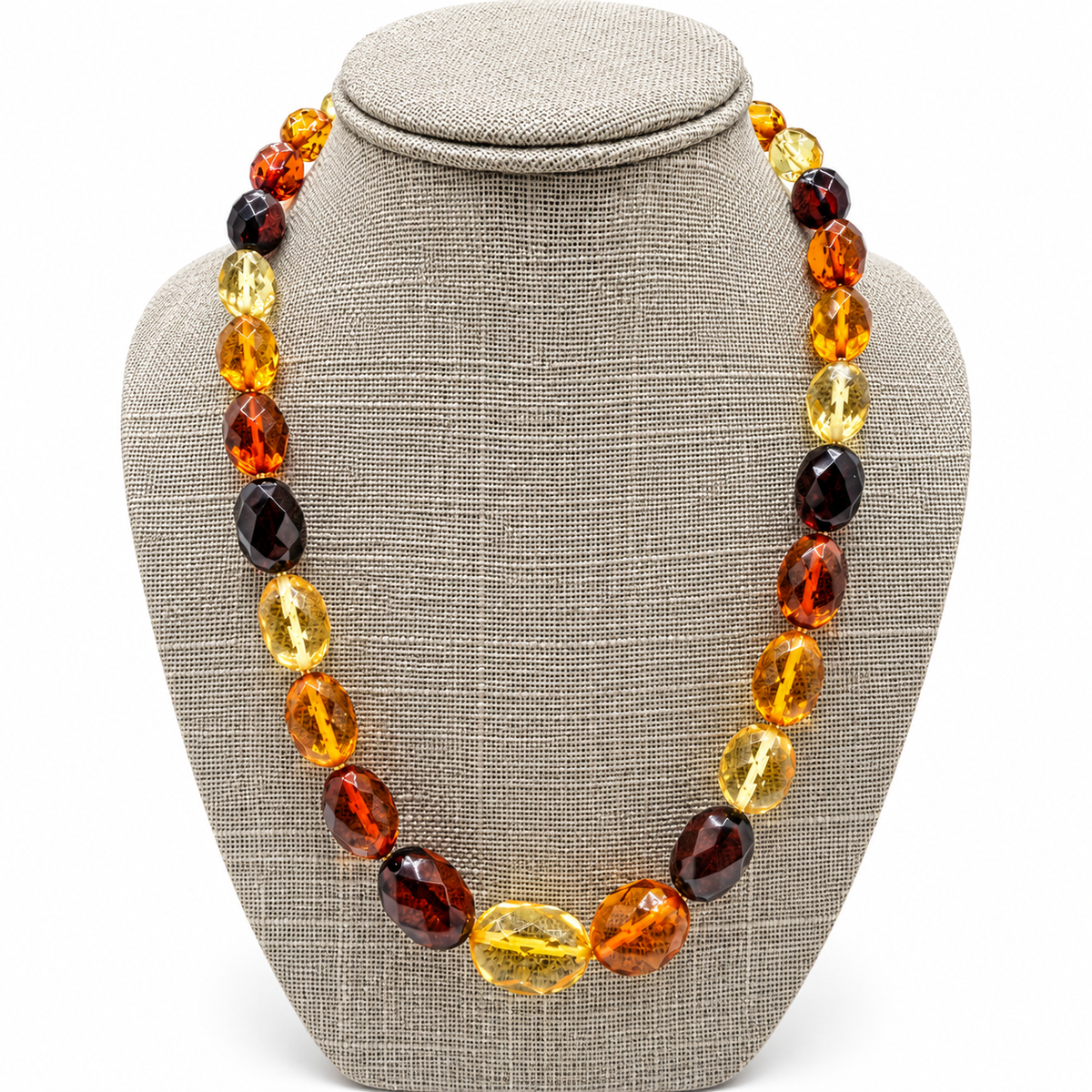 Genuine Baltic Amber Multicolor Faceted Necklace