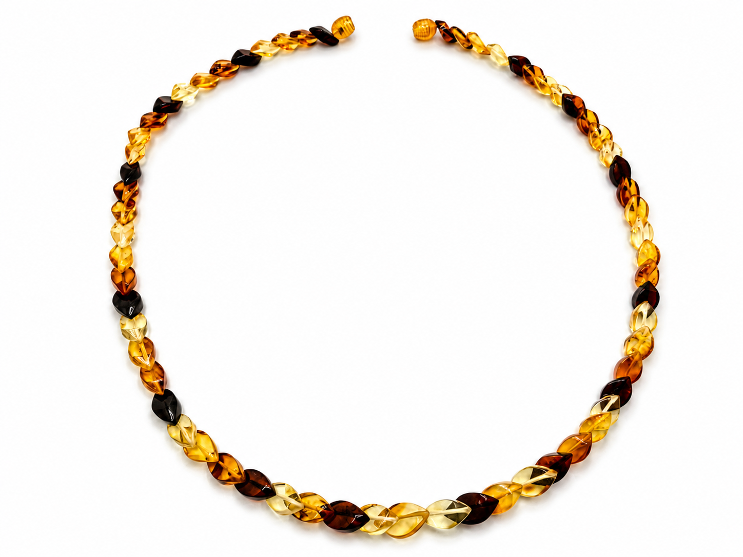 Genuine Baltic Amber Multicolor Faceted Ombre Necklace – Lemon Honey Cognac Cherry Amber Twist Necklace – Unique Baltic Amber Jewelry