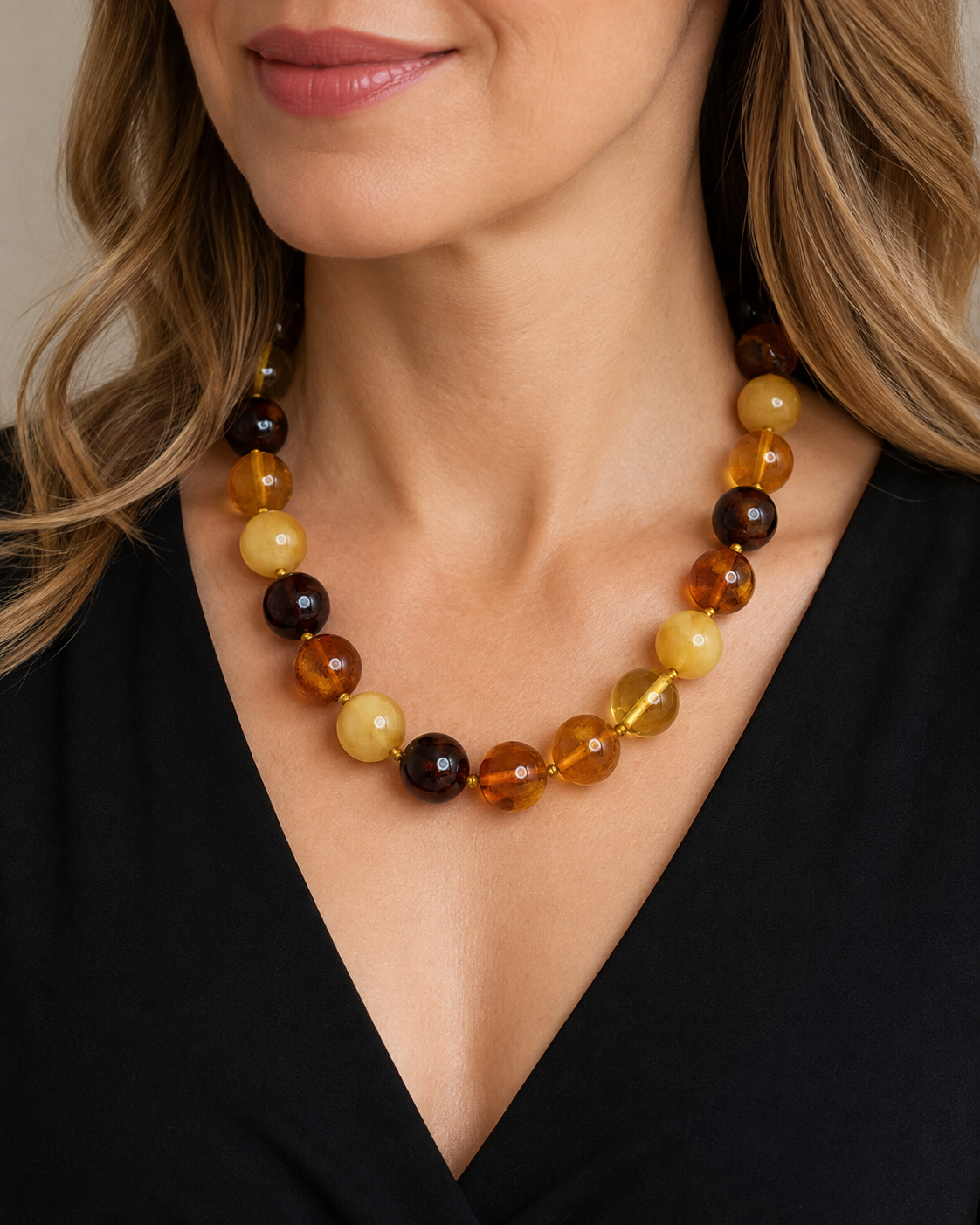 Genuine Baltic Amber Multicolor Necklace – 20” Hand Knotted Necklace