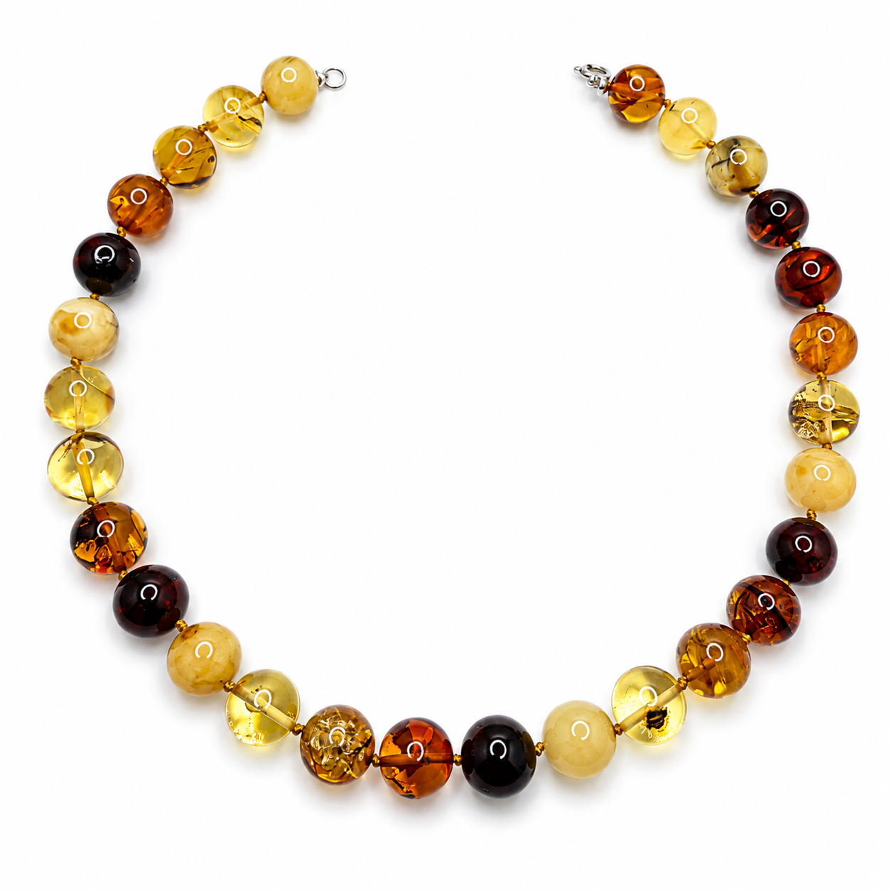 Genuine Baltic Amber Multicolor Necklace – 20” Hand Knotted Necklace