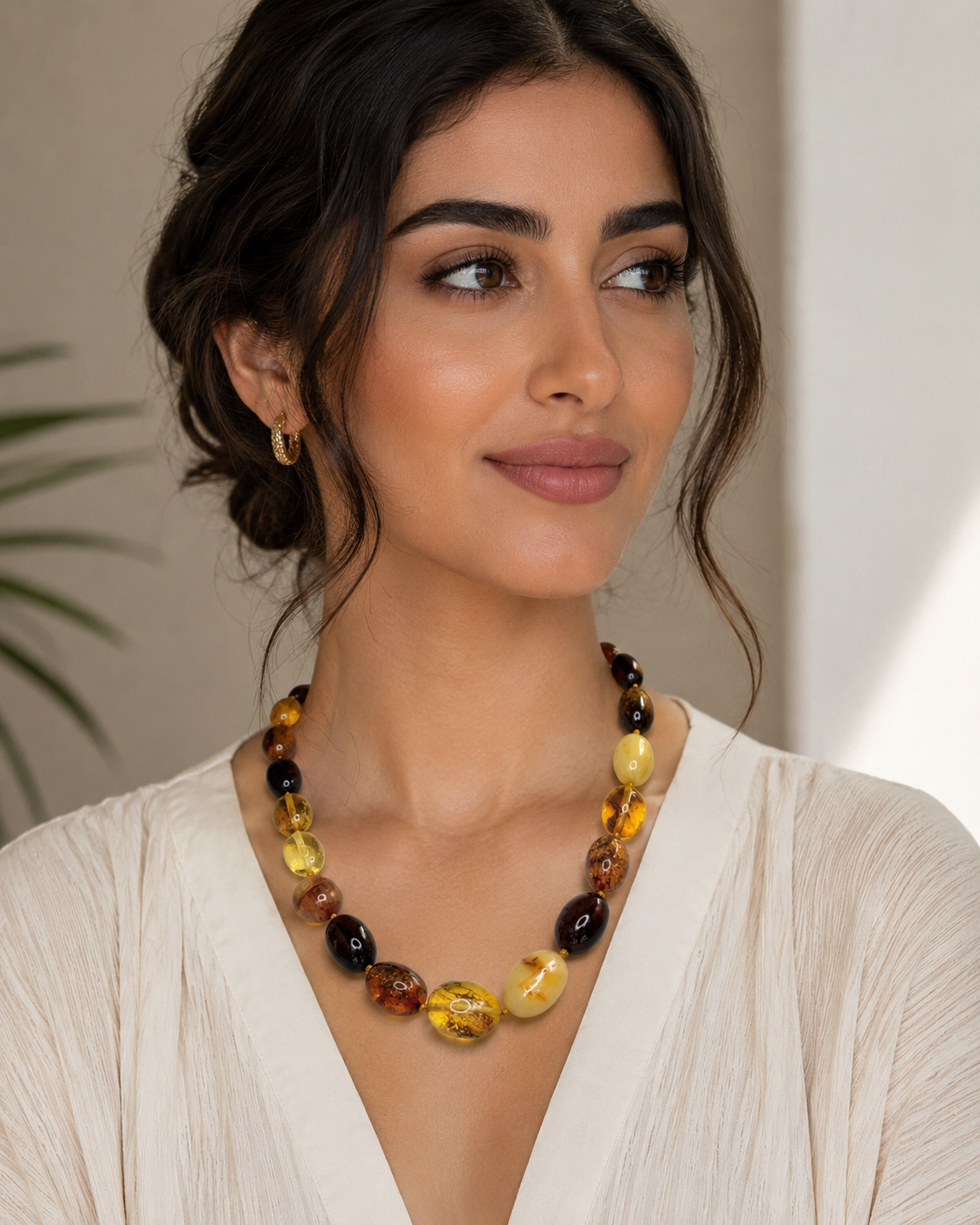 Genuine Baltic Amber Multicolor Oval Necklace