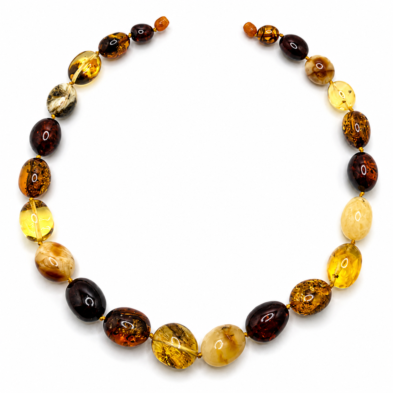 Genuine Baltic Amber Multicolor Oval Necklace