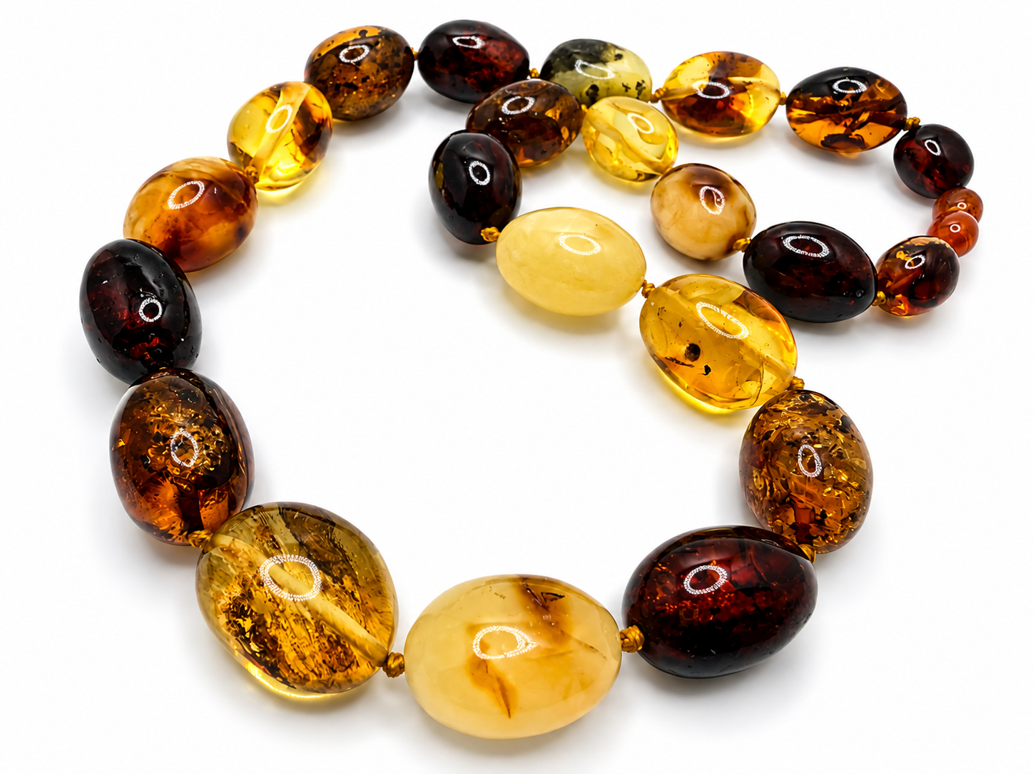 Genuine Baltic Amber Multicolor Oval Necklace