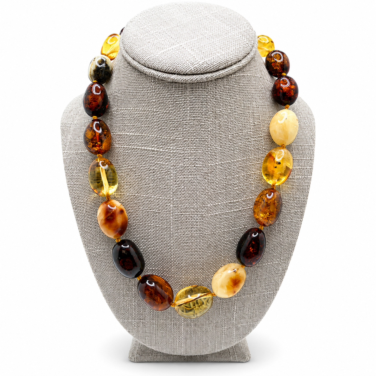 Genuine Baltic Amber Multicolor Oval Necklace
