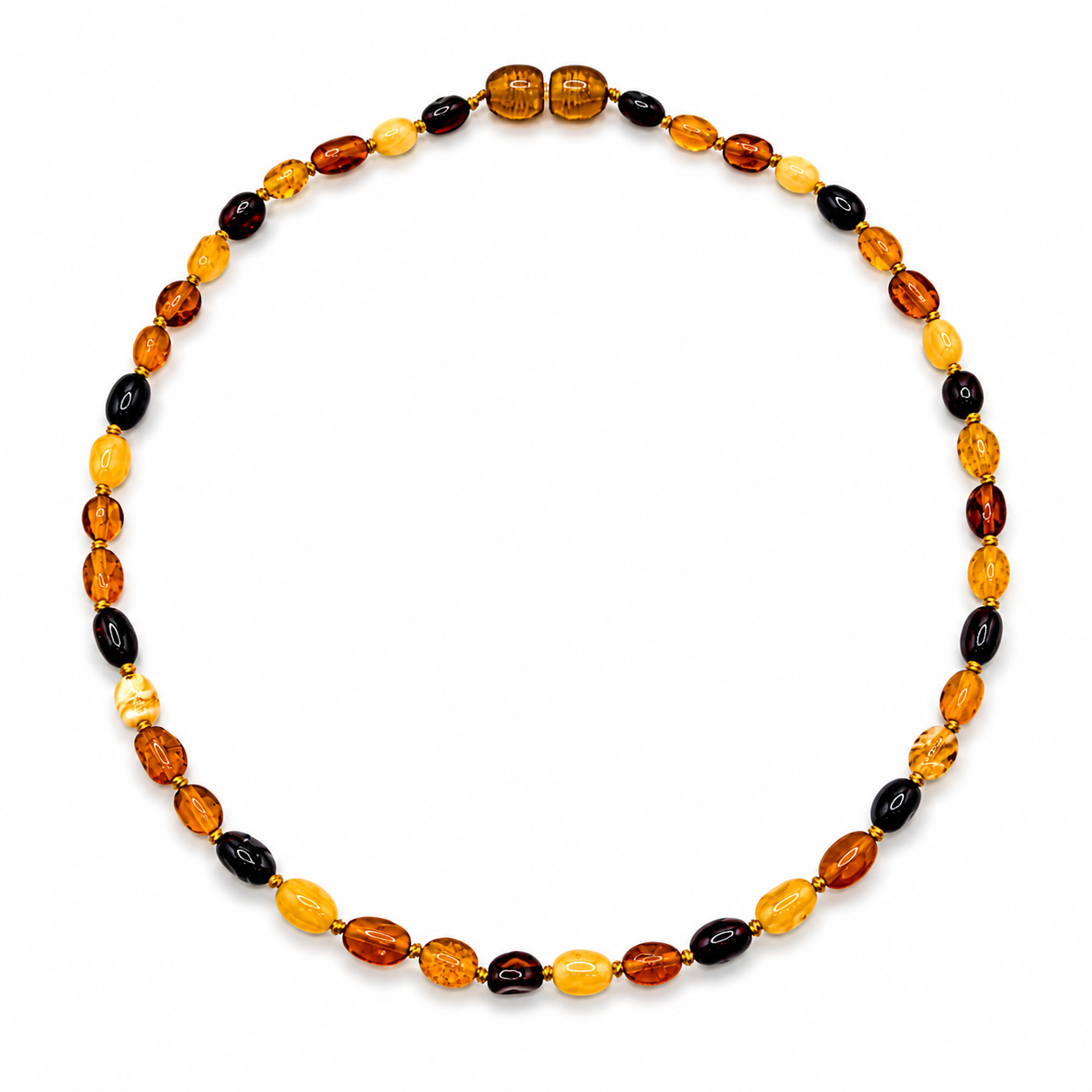 Genuine Baltic Amber Multicolor Teen Necklace – Lightweight Youth Baltic Amber Beaded Necklace for Girls – Honey Cherry Butterscotch Amber
