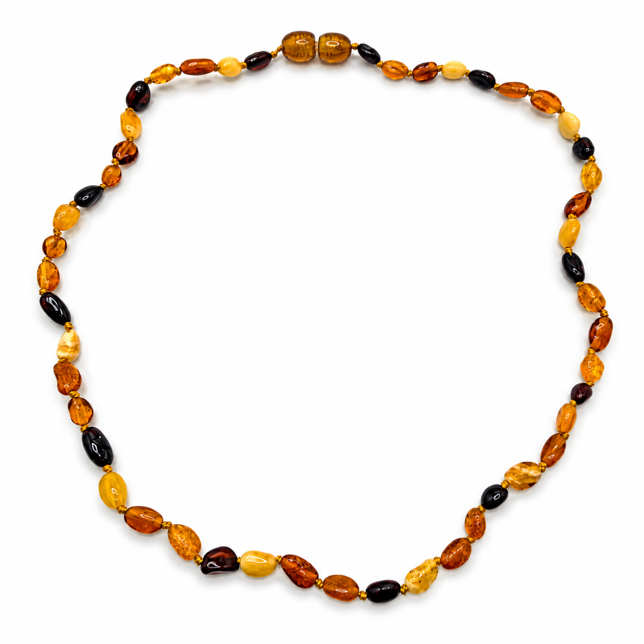 Genuine Baltic Amber Multicolor Teen Necklace – Lightweight Youth Baltic Amber Beaded Necklace for Girls – Honey Cherry Butterscotch Amber
